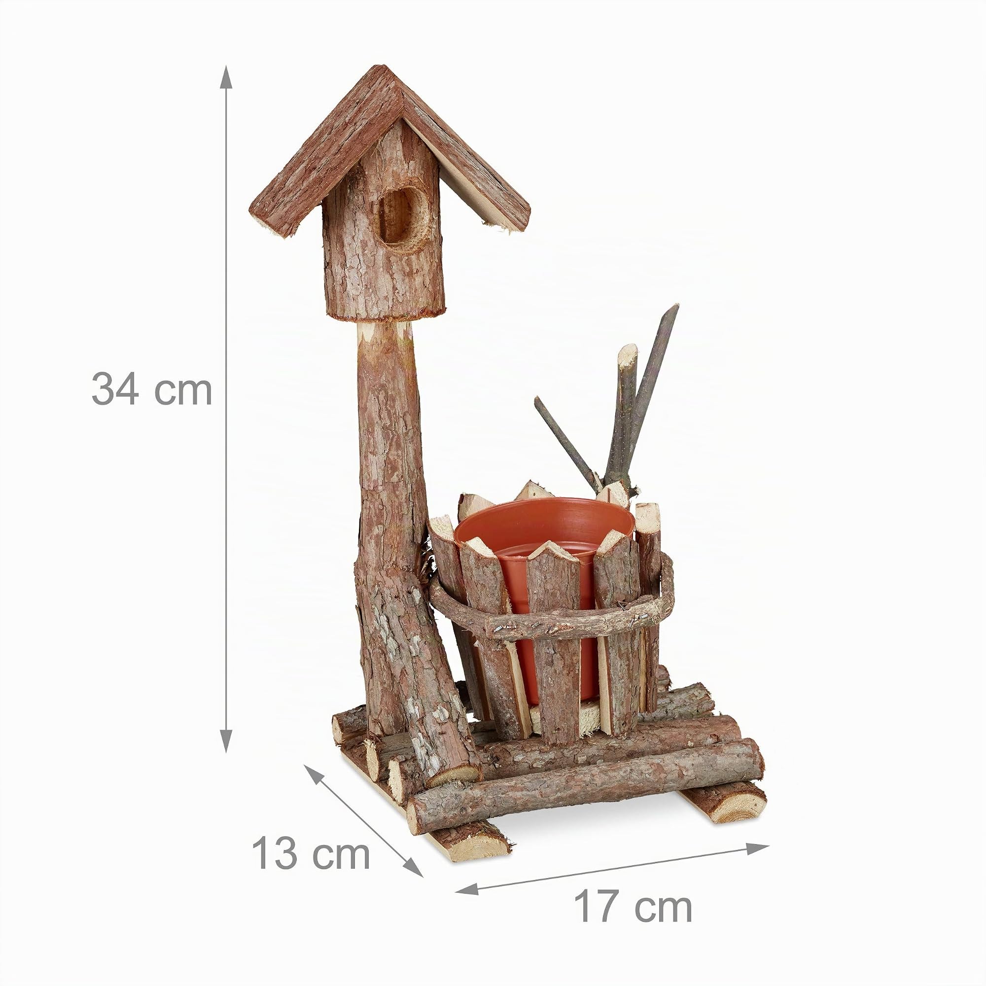 relaxdays-holz-blumentopf-mit-vogelhaus-34x17x13-cm-bertopf-baumrinde-braun image 4