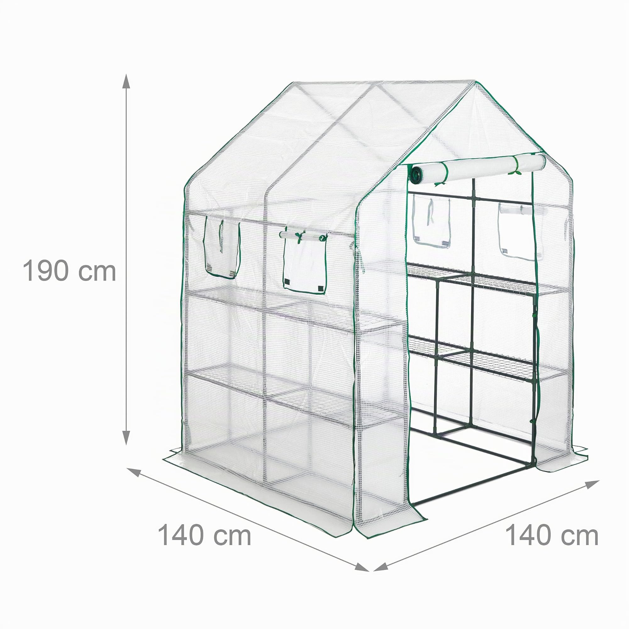 relaxdays-gew-chshaus-begehbar-190-x-140-x-140-cm-mit-8-ablagen-transparent image 4