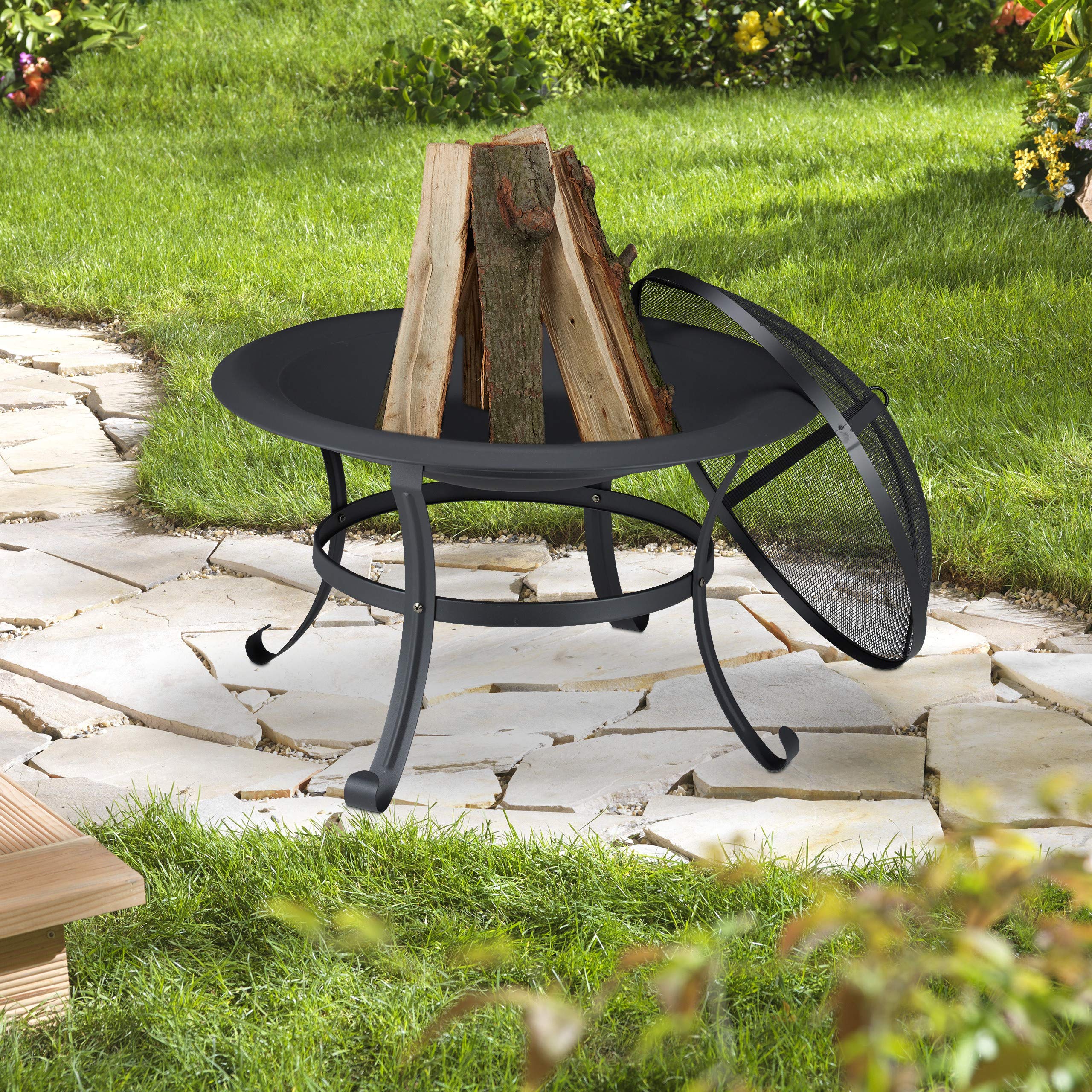 relaxdays-feuerschale-d-73-cm-schwarz-mit-grillrost image 2
