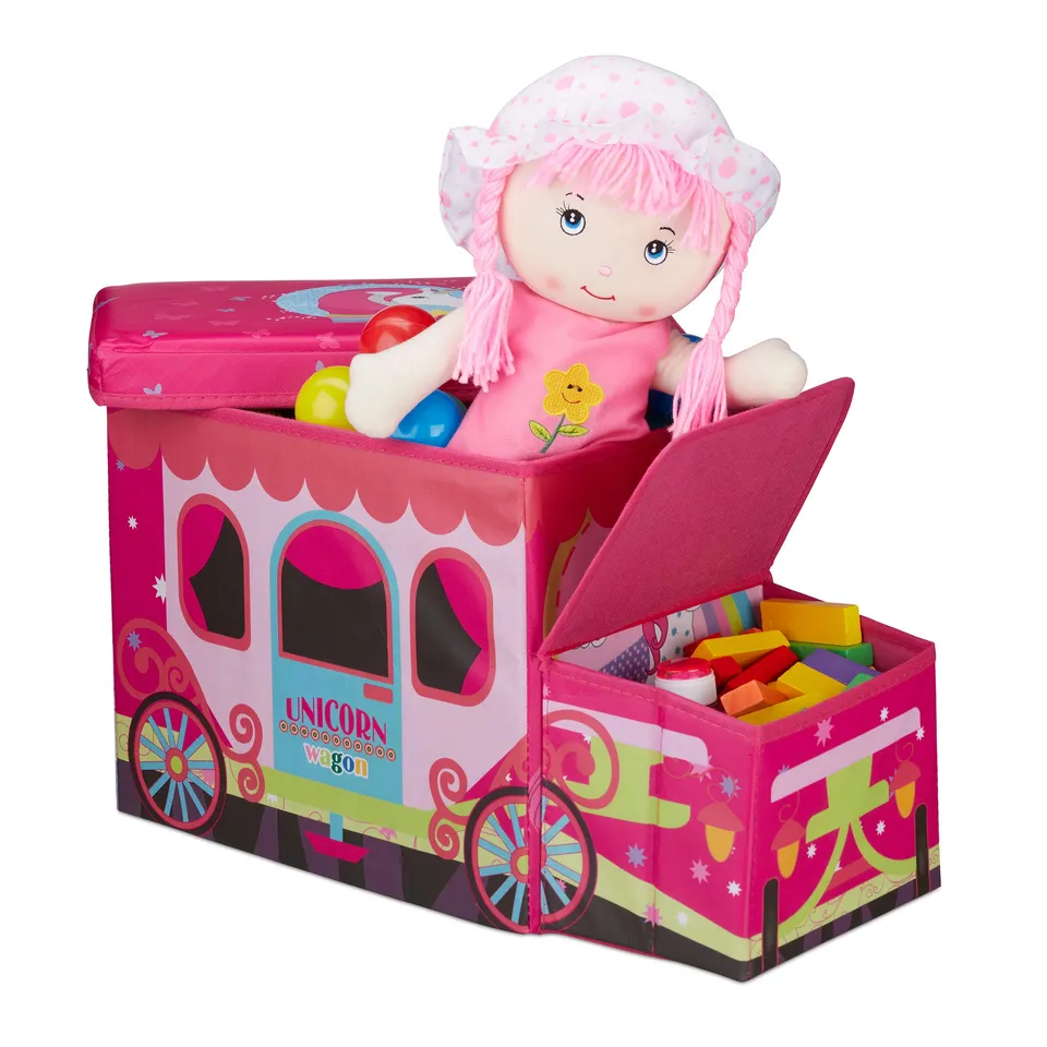 relaxdays-sitzbox-kinder-einhorn-faltbare-staubox-mit-deckel-50-liter-pink-33-x- image 1