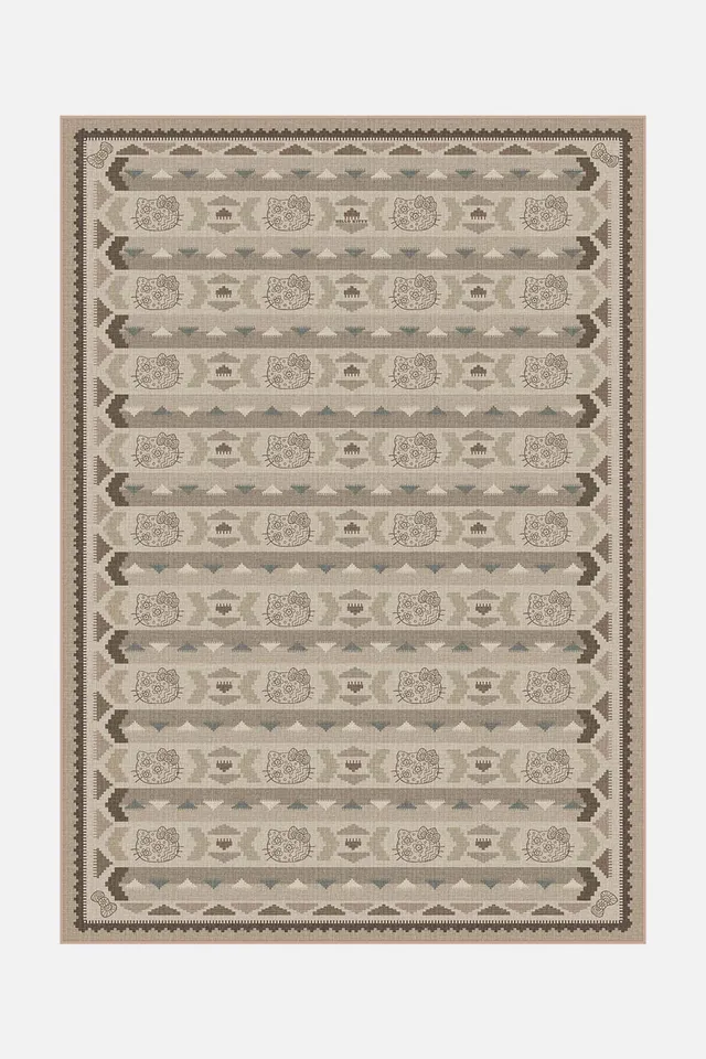 teppana-hello-kitty-kilim-mokka-teppich-waschbarer-kilim-teppich-braun image 1