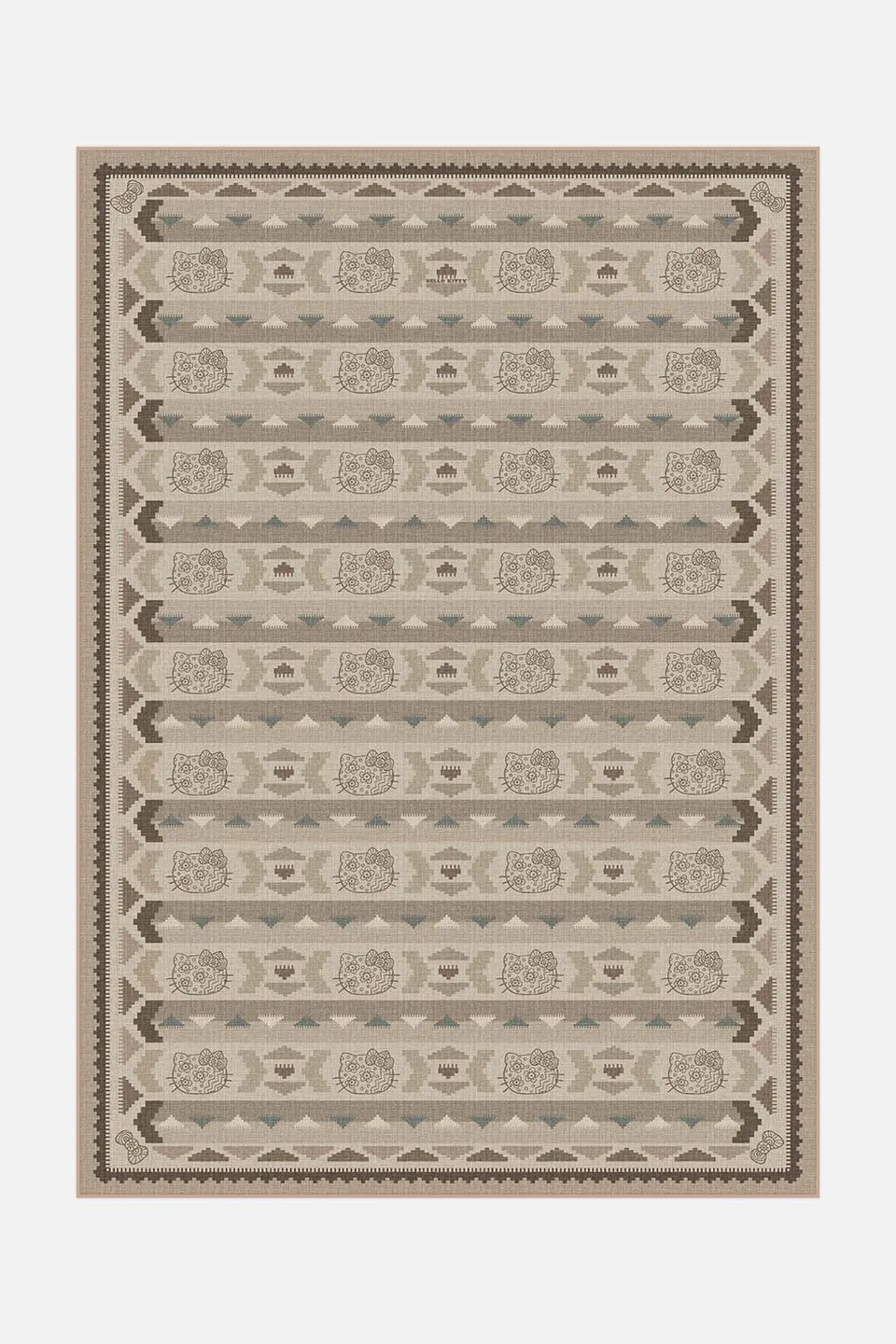 teppana-hello-kitty-kilim-mokka-teppich-waschbarer-kilim-teppich-braun image 1