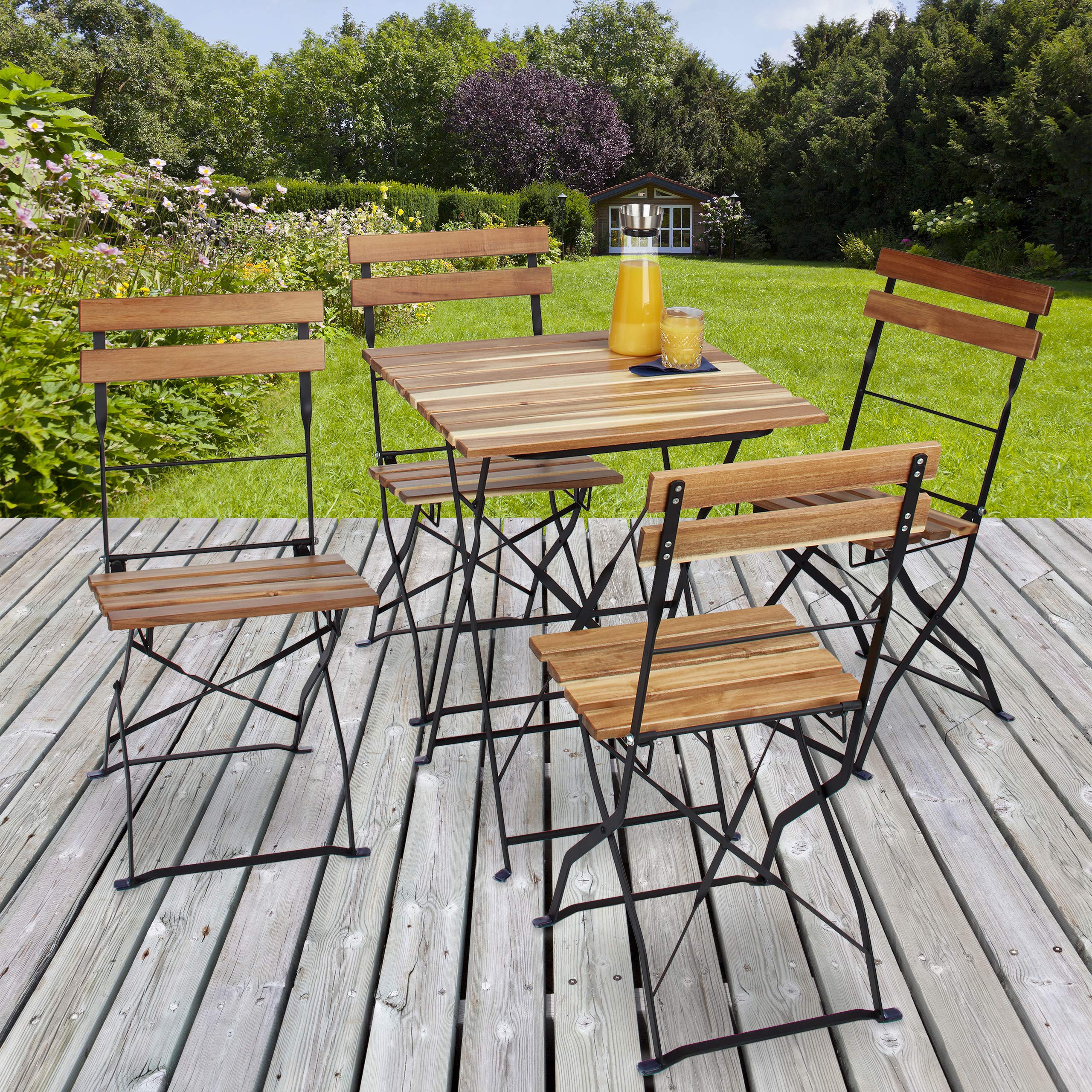 relaxdays-gartenstuhl-4er-set-klappbar-metall-naturholz-naturfarben image 2