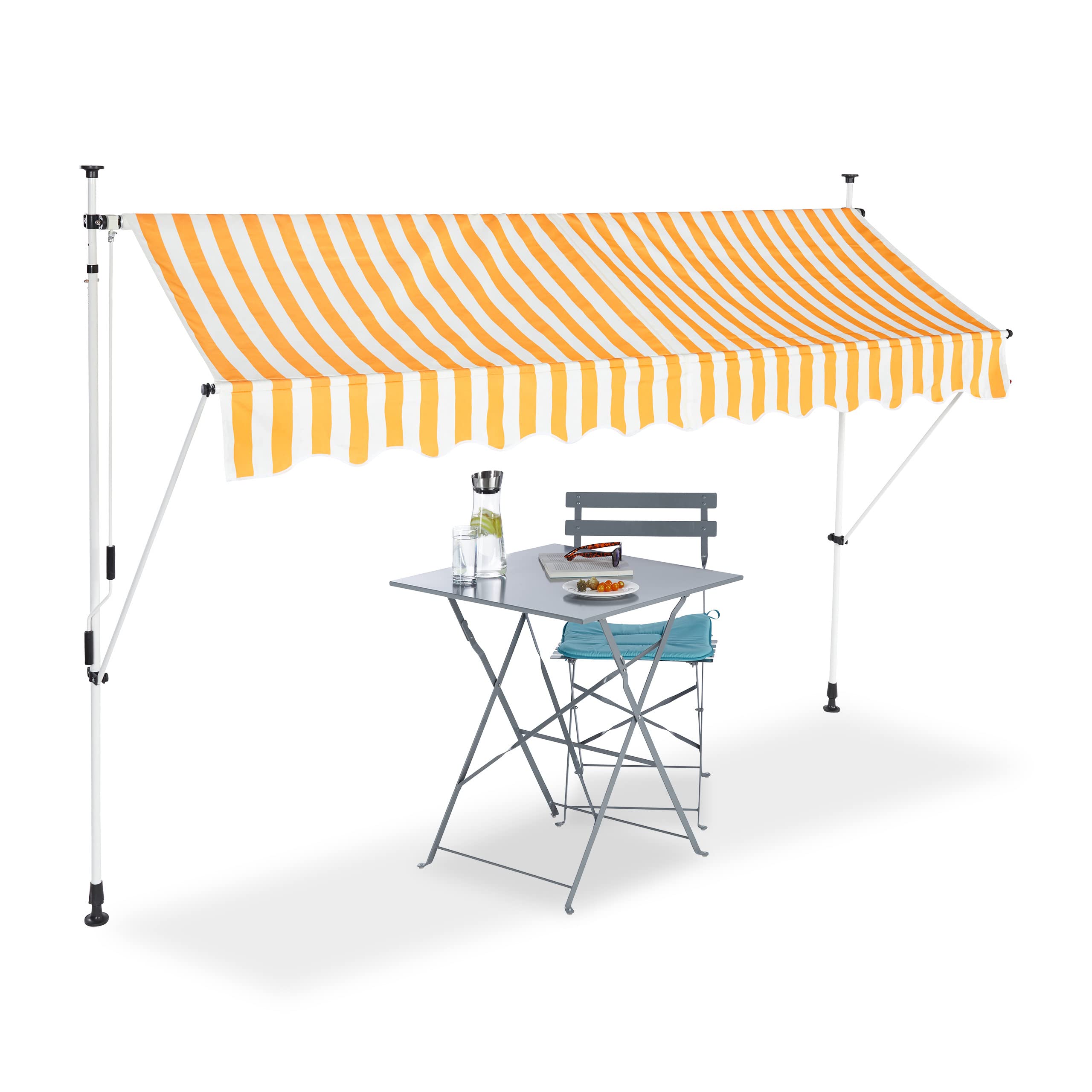 relaxdays-klemmmarkise-balkon-300-cm-fallarm-ohne-bohren-gestreift image 1