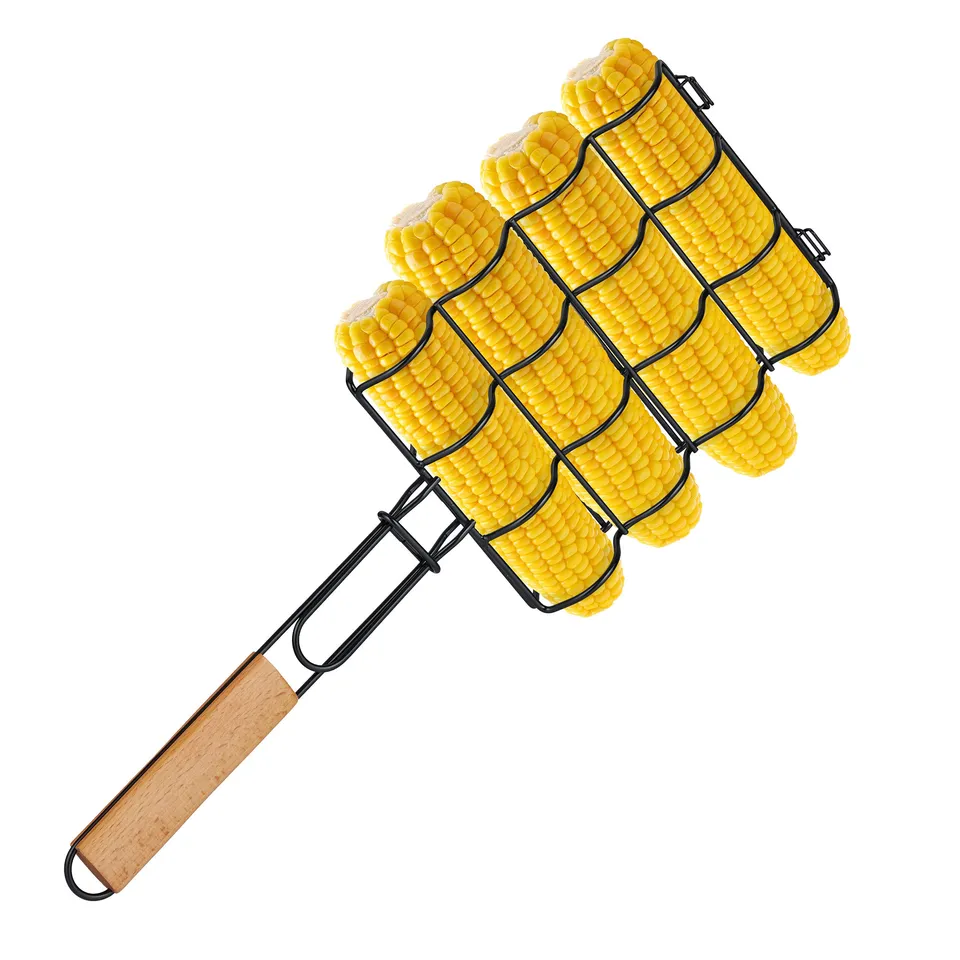 relaxdays-maiskolbenhalter-grillkorb-f-r-4-maiskolben-eisen-holzgriff-schwarz image 1