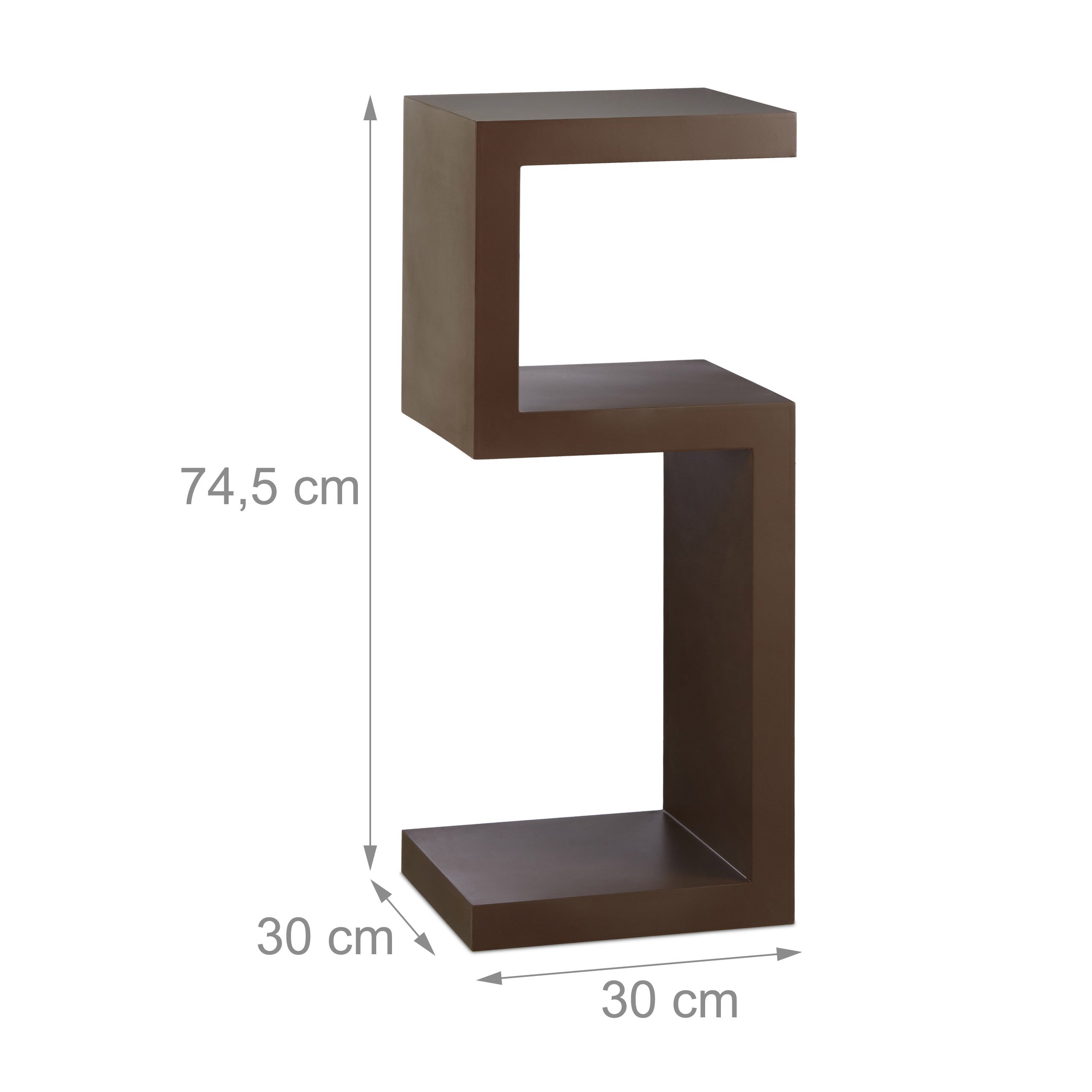 relaxdays-standregal-retro-s-form-3-ebenen-75x30x30-cm-braun image 2