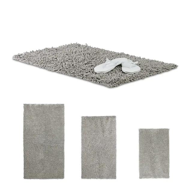 relaxdays-shaggy-badematte-hochflor-teppich-80-x-50-cm-grau image 1