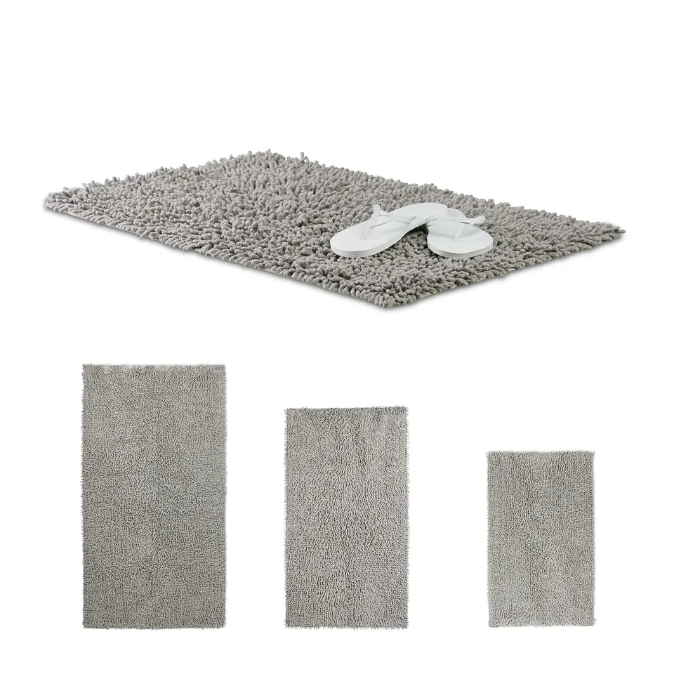 relaxdays-shaggy-badematte-hochflor-teppich-80-x-50-cm-grau image 1