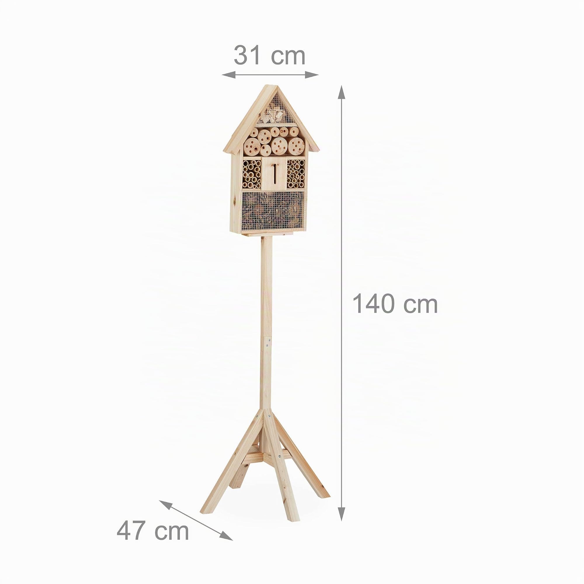relaxdays-insektenhotel-haus-auf-st-nder-holz-natur-140x47x47-cm image 4