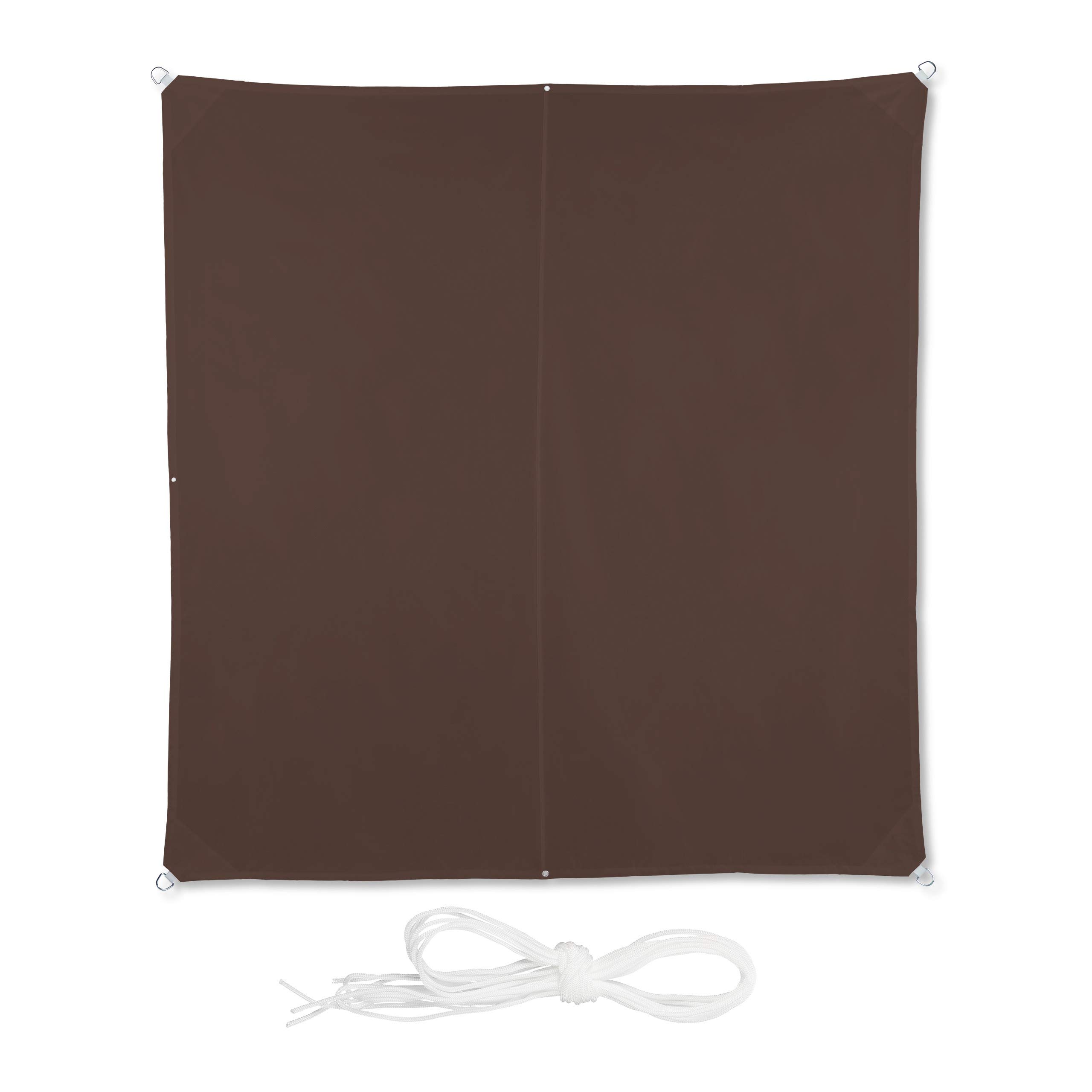 relaxdays-sonnensegel-quadratisch-3-x-3-m-braun-mit-uv-schutz image 1