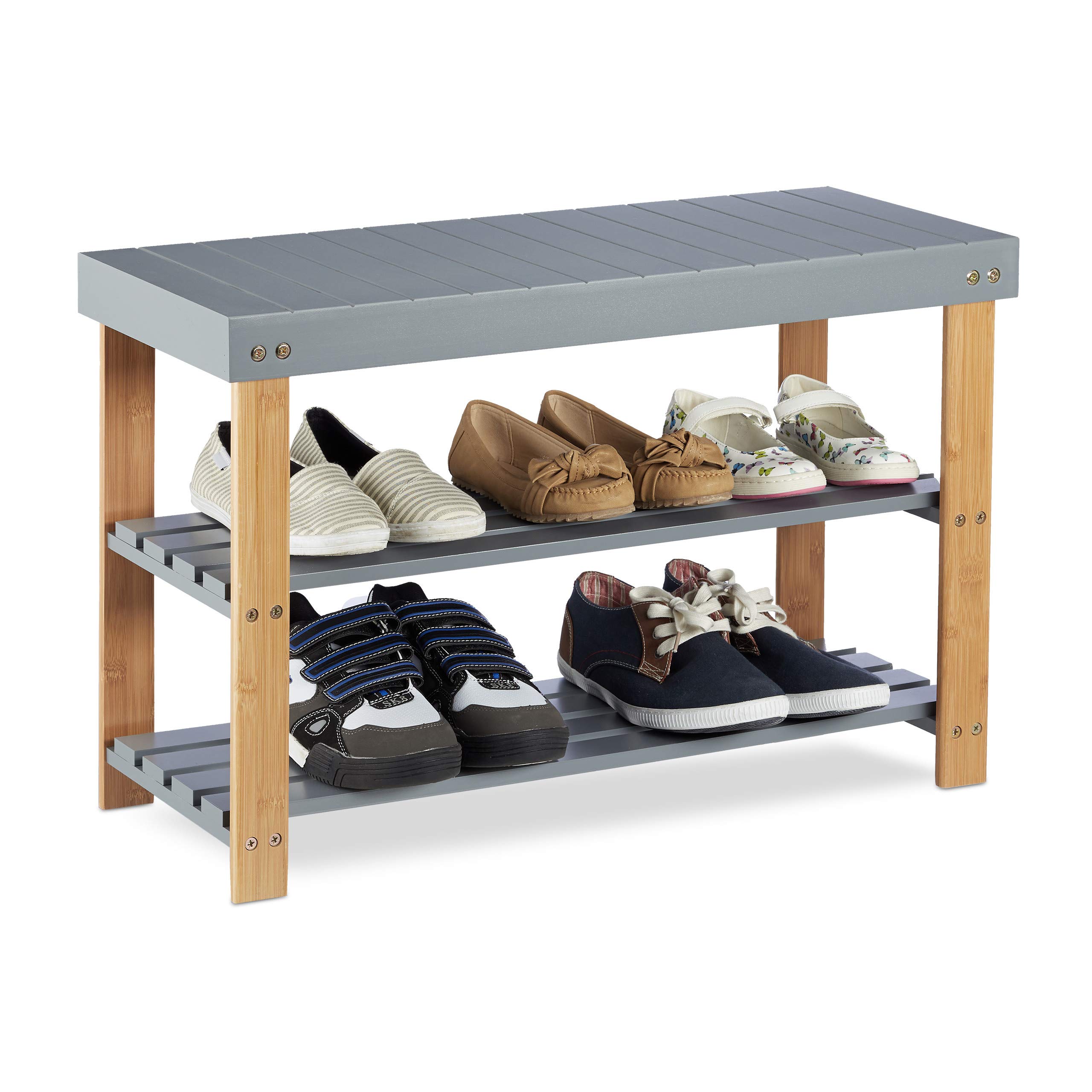relaxdays-schuhbank-aus-bambus-2-ebenen-zum-sitzen-45x70x28-5-cm-grau image 1