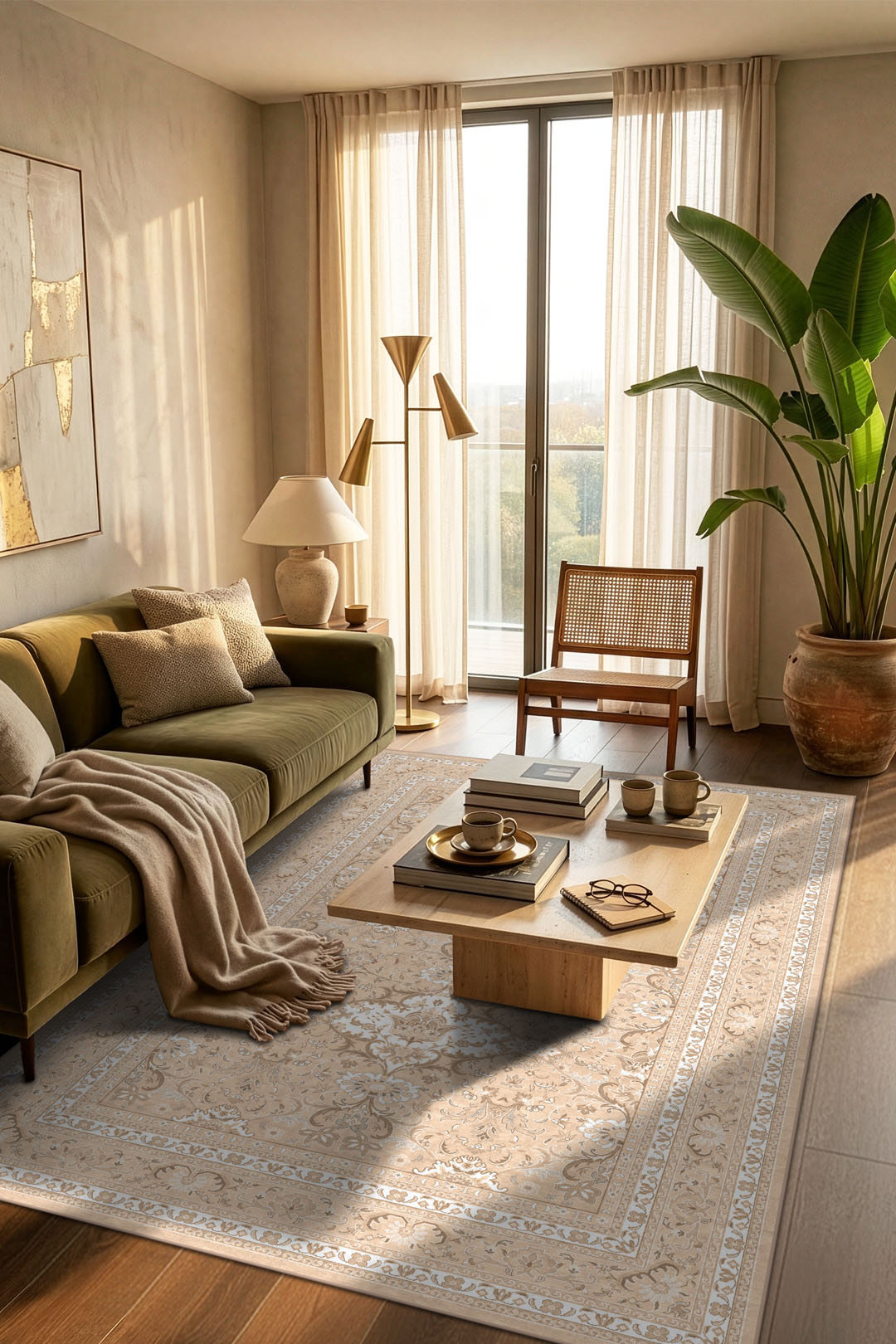 teppana-amaryllis-beige-waschbarer-indoor-teppich-persisch-boho image 4