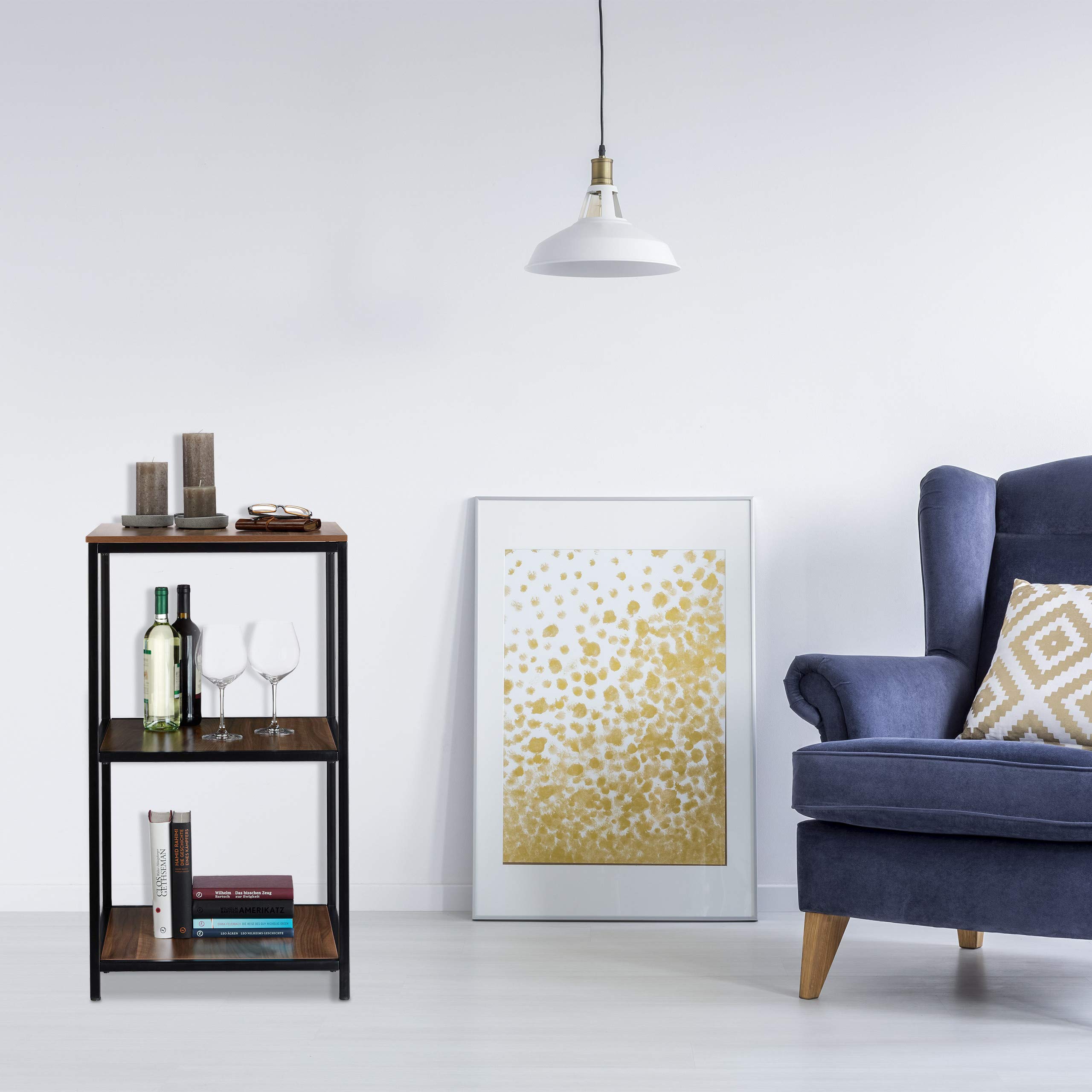 relaxdays-quadratisches-standregal-3-ablagen-metall-rahmen-holzoptik-90-x-50-x-5 image 4