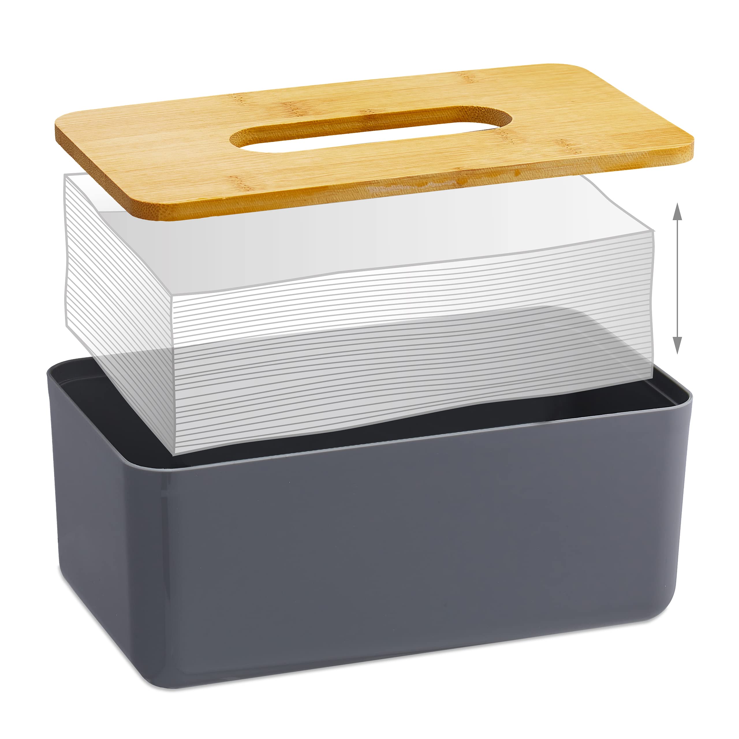 relaxdays-taschentuchbox-nachf-llbar-bambus-deckel-grau-10x23x13-cm image 6
