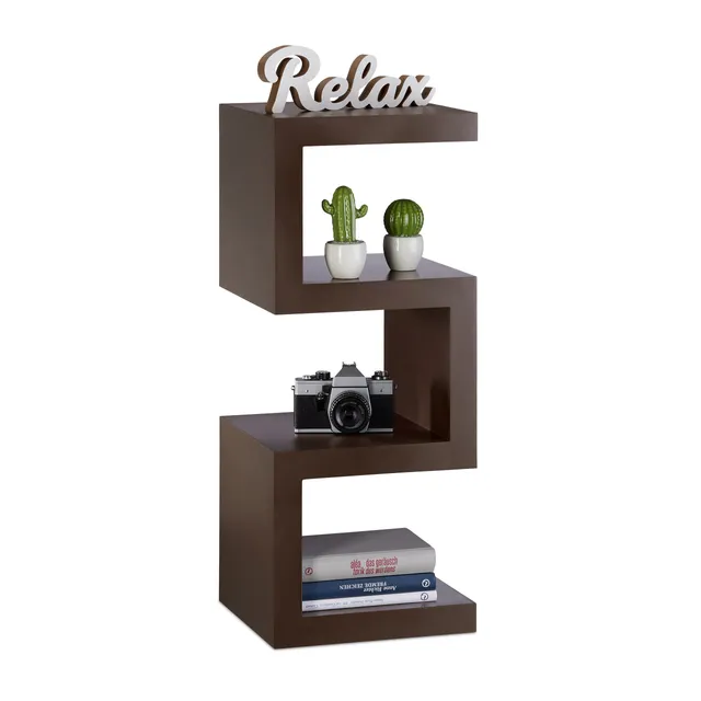 relaxdays-retro-standregal-zickzack-75x30x30-cm-braun image 1