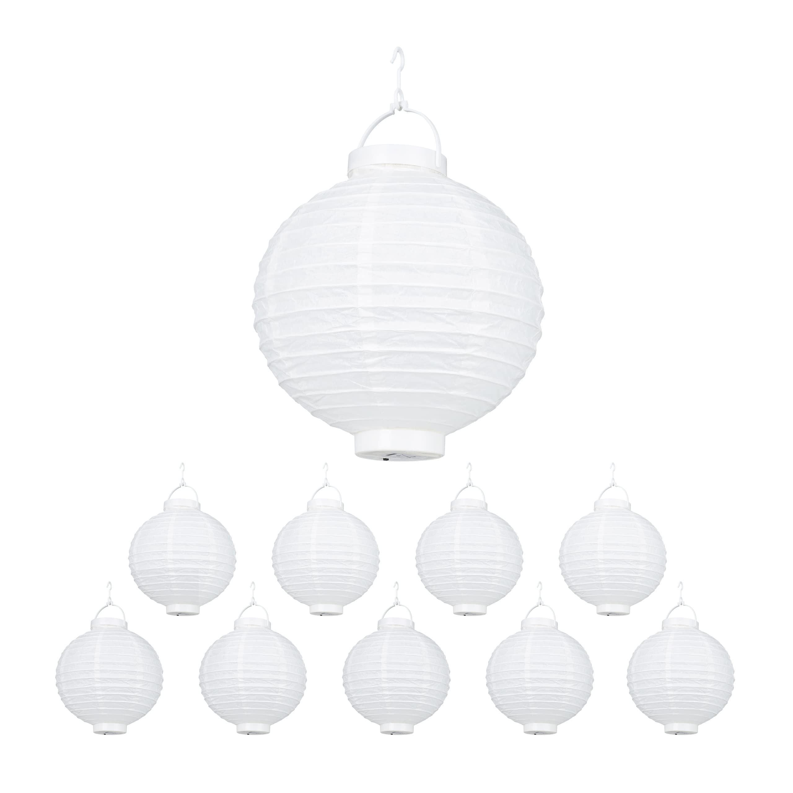 relaxdays-led-lampions-wei-10er-set-papierlaterne-20-cm image 1