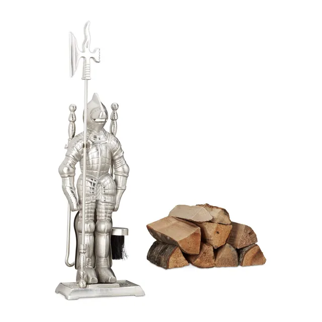 relaxdays-kaminbesteck-ritter-silber-kamingarnitur-gusseisen-4-teilig-72-cm image 1
