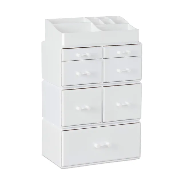 relaxdays-make-up-organizer-acryl-wei-xxl-tower-mit-7-schubladen image 1