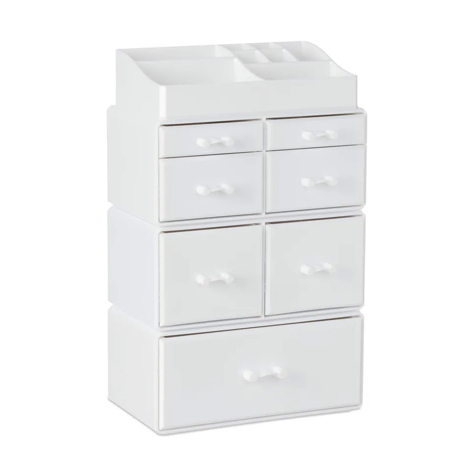 relaxdays-make-up-organizer-acryl-wei-xxl-tower-mit-7-schubladen image 1