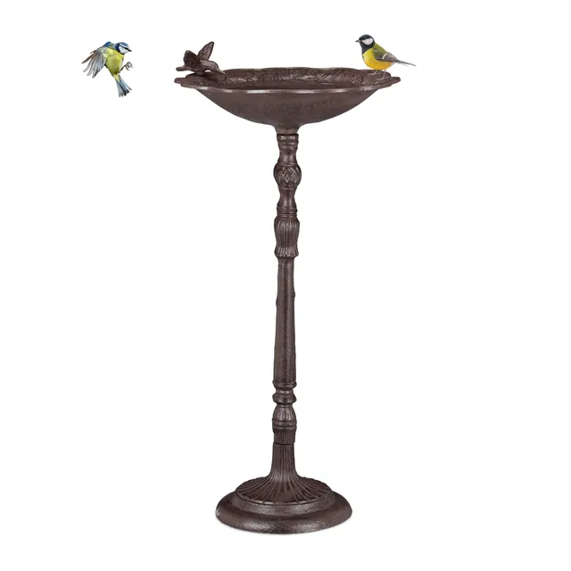 relaxdays-vogeltr-nke-gusseisen-mit-st-nder-74-5-cm-braun image 1