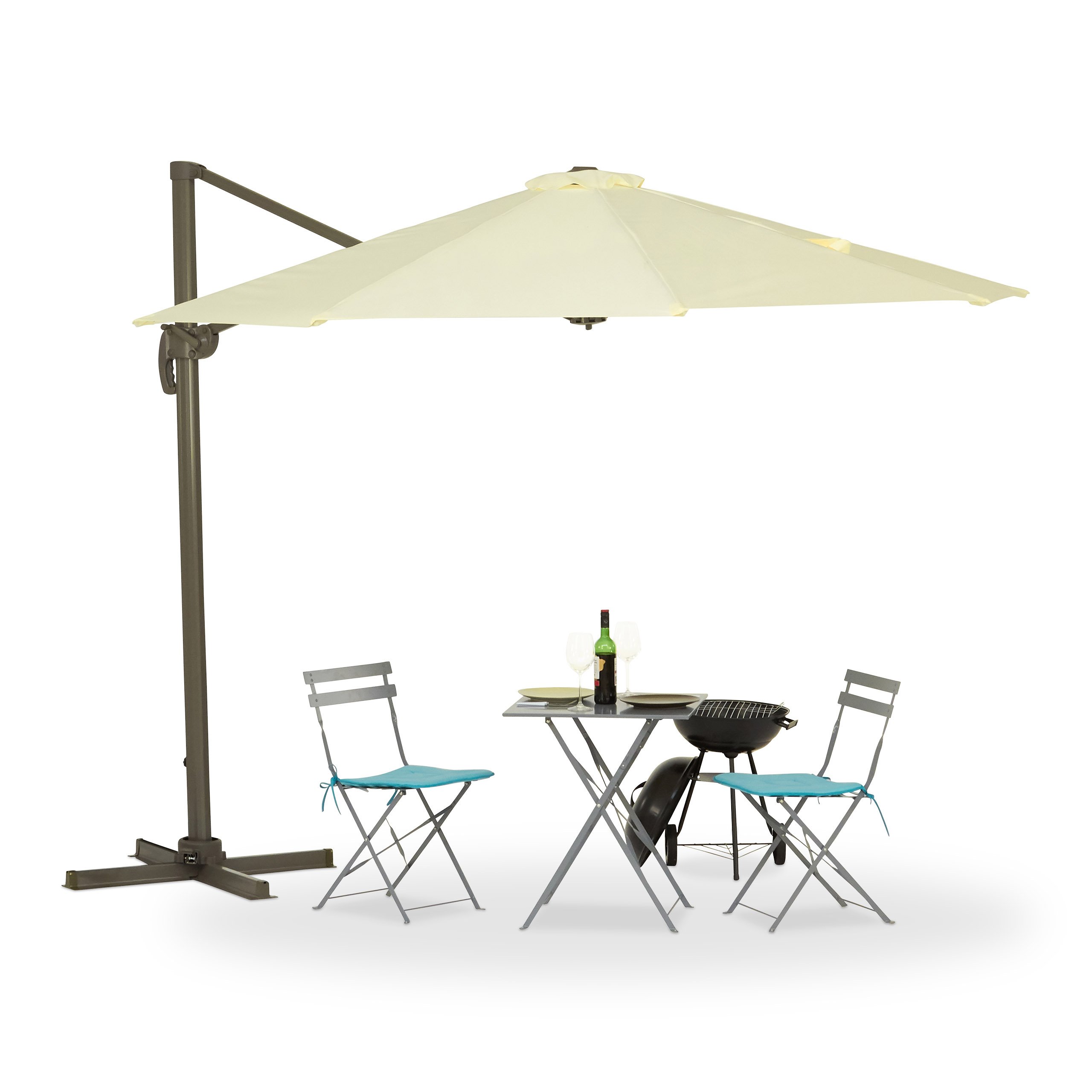 relaxdays-ampelschirm-3-m-mit-kurbel-360-drehbar-beige image 1