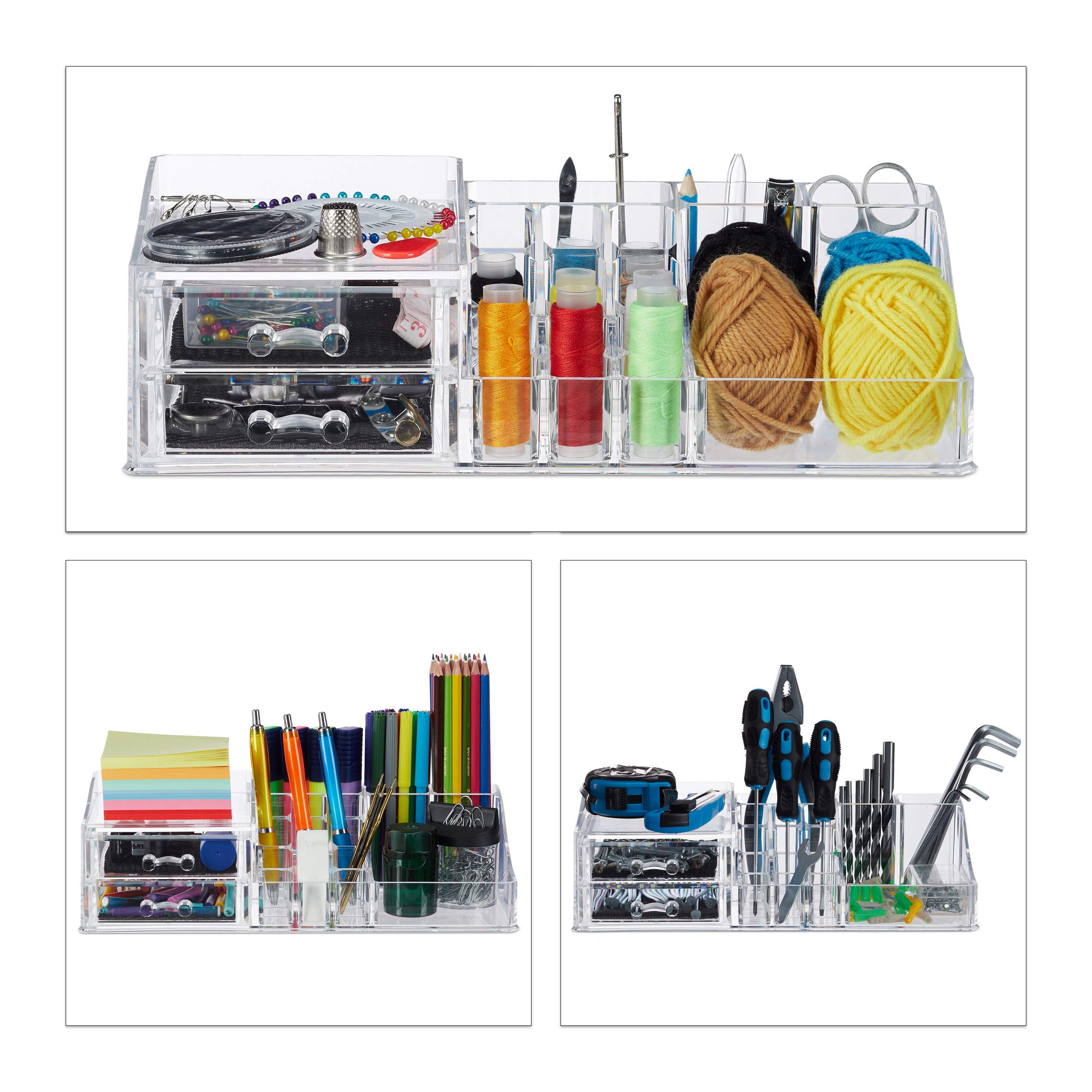relaxdays-make-up-organizer-acryl-mit-lippenstifthalter-2-schubladen image 3