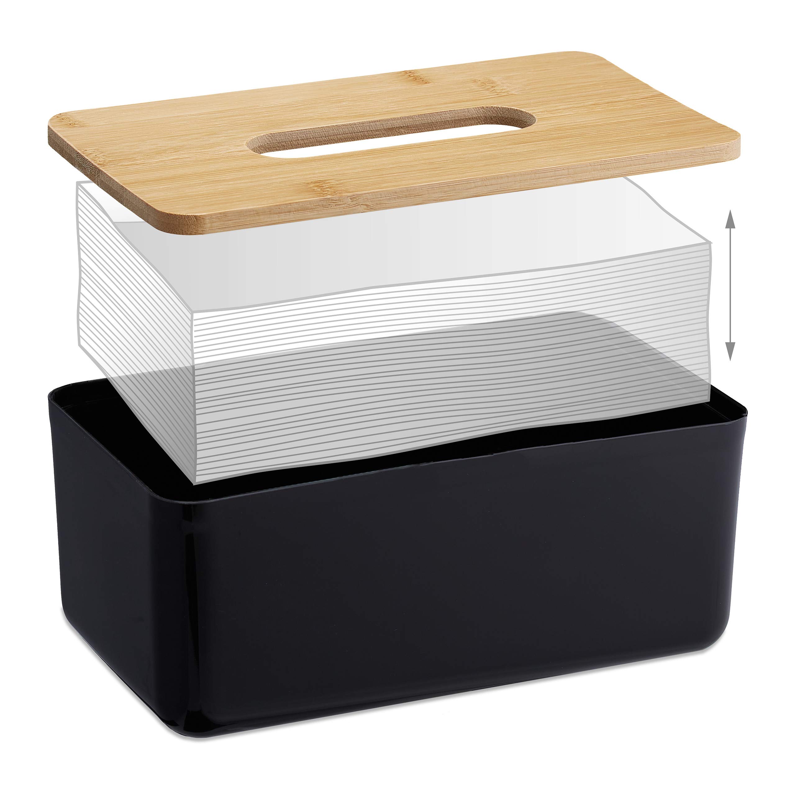 relaxdays-taschentuchbox-nachf-llbar-bambus-deckel-10x23x13-cm-schwarz image 6