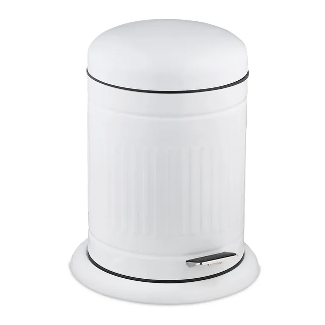 relaxdays-treteimer-3-liter-bad-kosmetikeimer-metall-mit-absenkautomatik-wei image 1