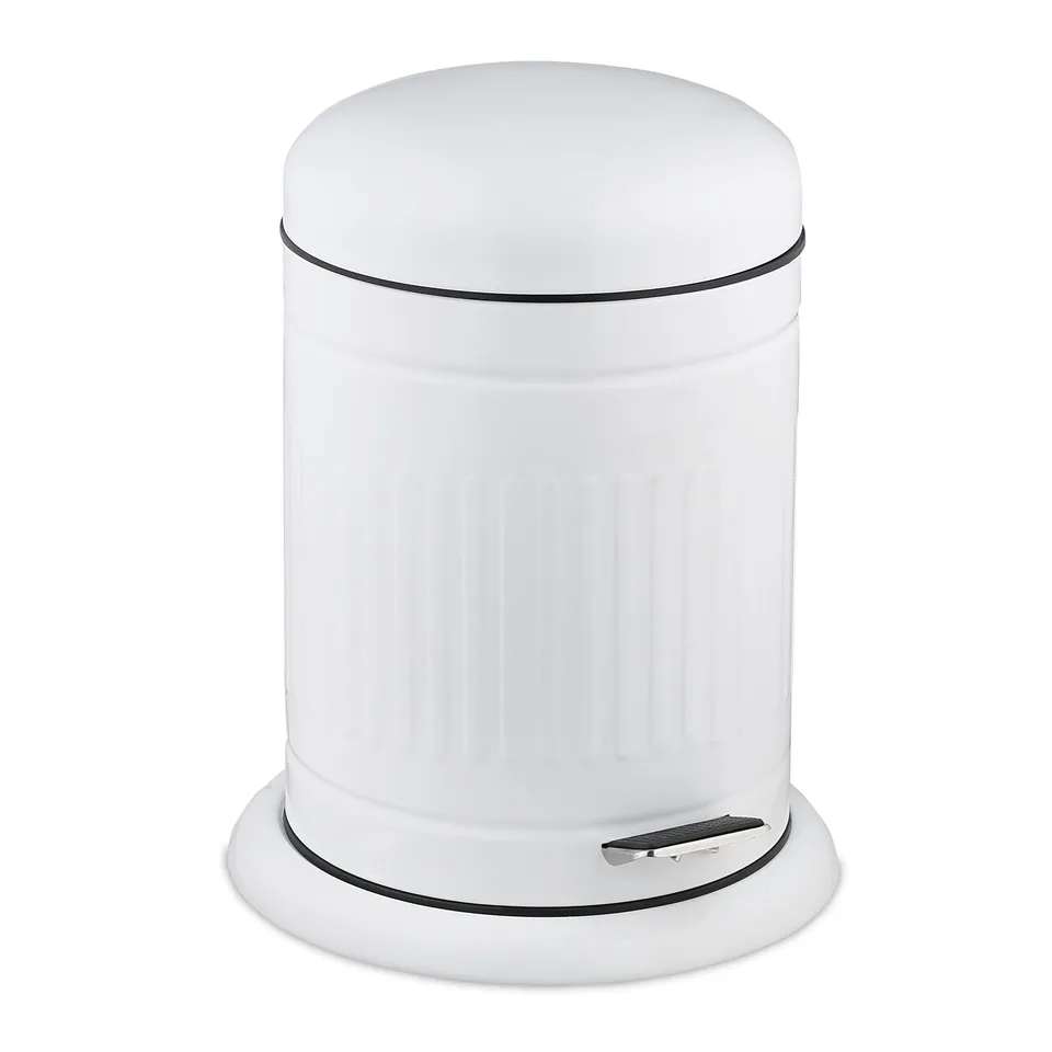relaxdays-treteimer-3-liter-bad-kosmetikeimer-metall-mit-absenkautomatik-wei image 1