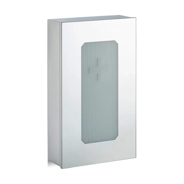 relaxdays-medizinschrank-edelstahl-mit-spiegelt-r-2-f-cher-54x32x12-cm image 1