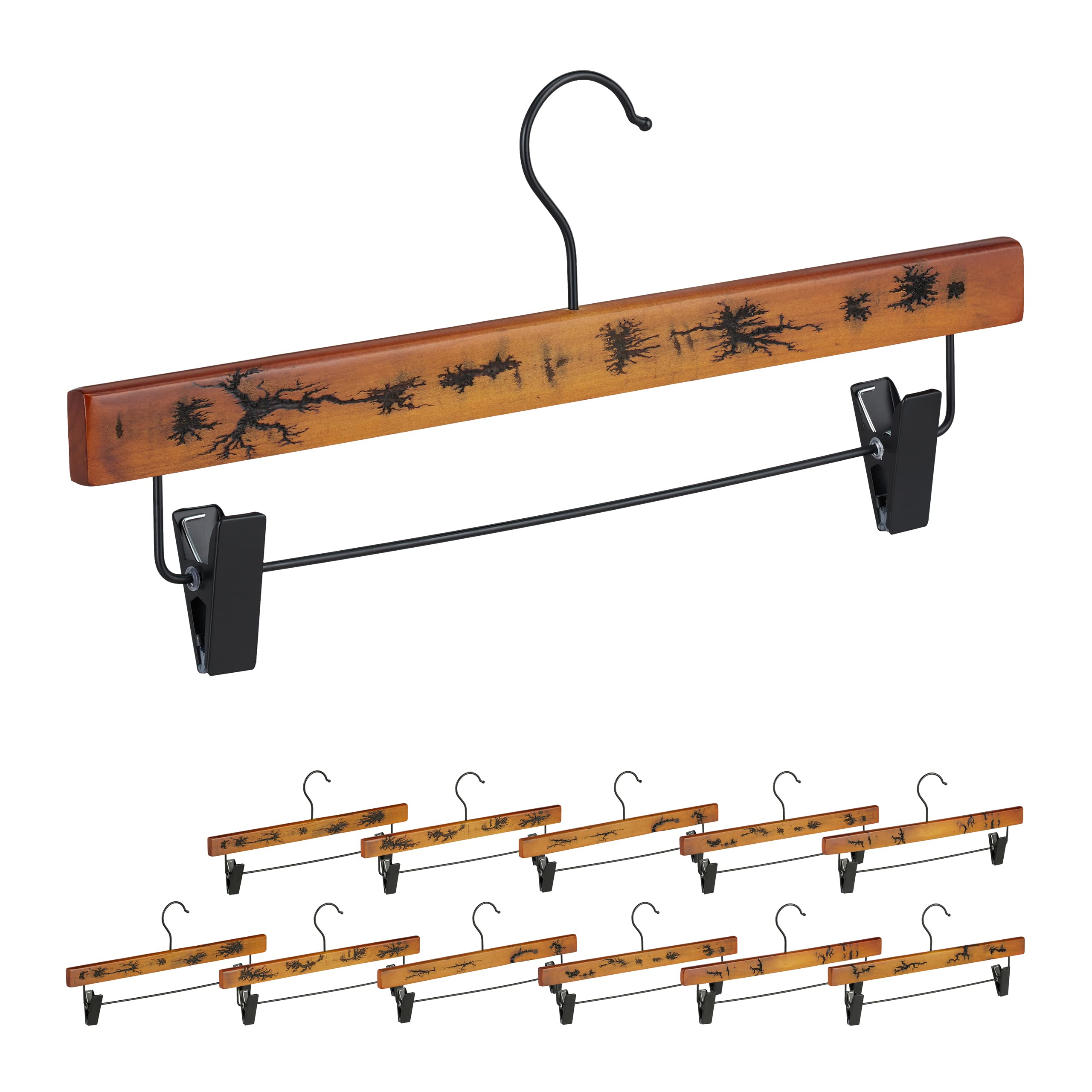relaxdays-hosenb-gel-12er-set-clip-mit-klammern-holz-natur-schwarz image 1
