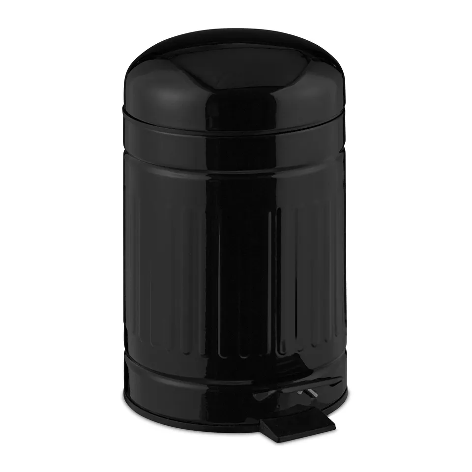 relaxdays-kosmetikeimer-3-liter-treteimer-schwarz-metall-mit-softclose image 1
