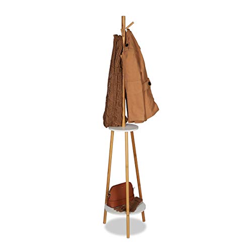 relaxdays-garderobenst-nder-bambus-8-haken-2-ablagen-181x37-cm-natur-wei image 8