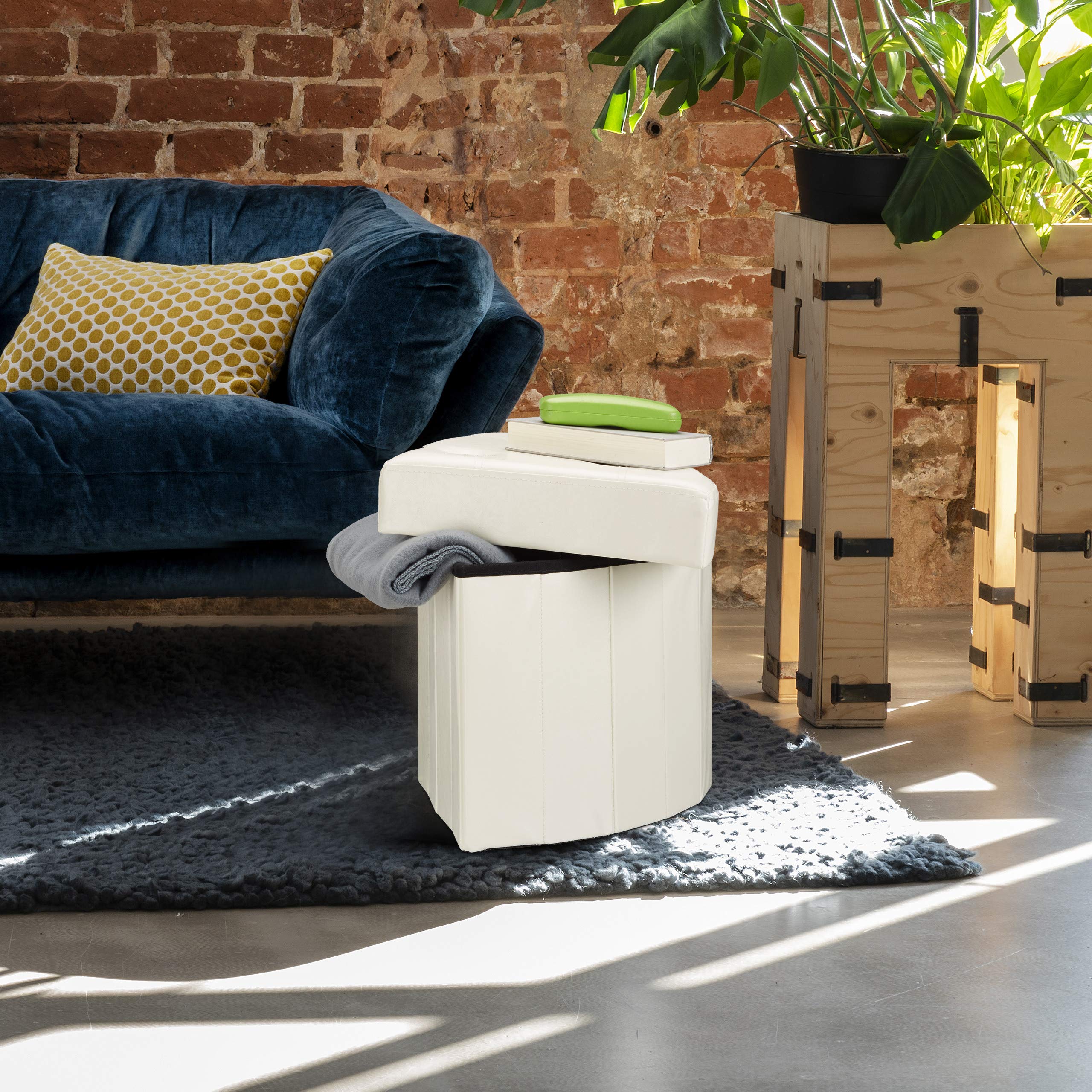 relaxdays-hocker-eckig-faltbar-mit-aufbewahrung-wei-26-l image 2