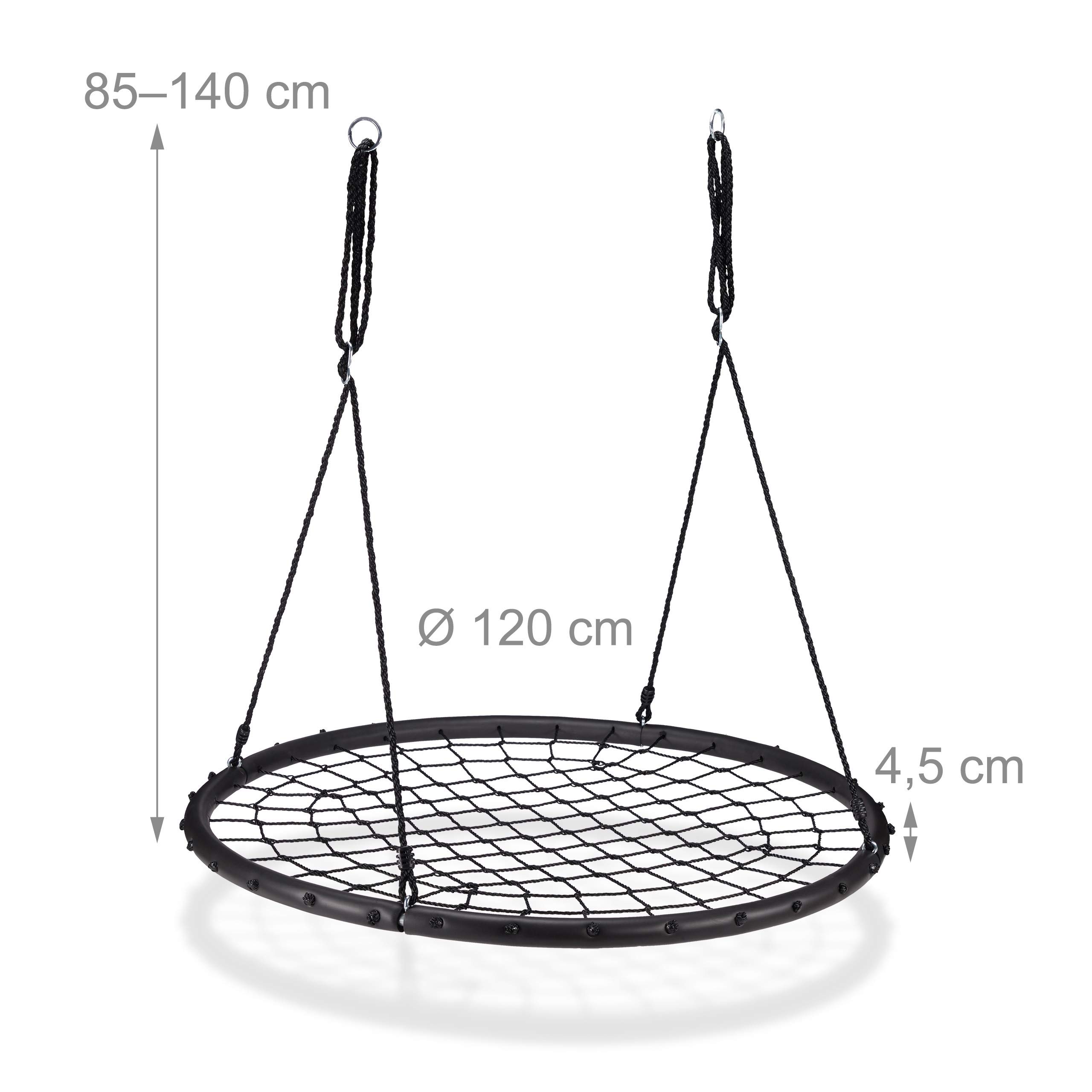 relaxdays-nestschaukel-mit-netz-120-cm-schwarz-bis-150-kg-verstellbar image 4