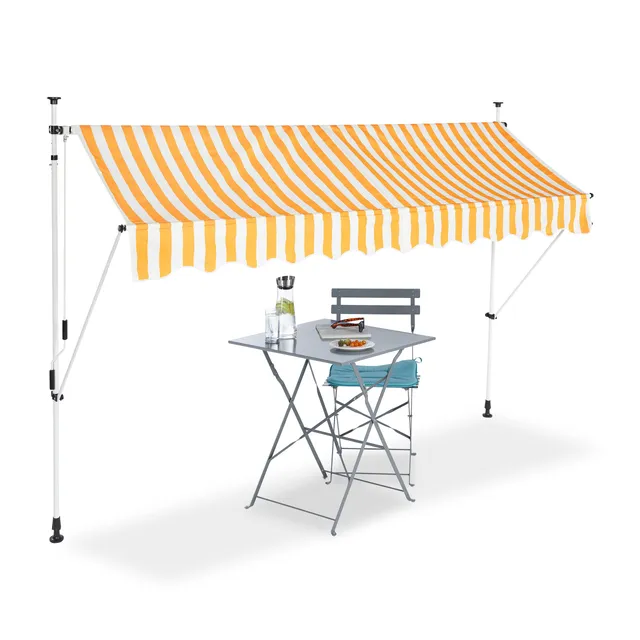 relaxdays-klemmmarkise-balkon-300-cm-fallarm-ohne-bohren-gestreift image 1