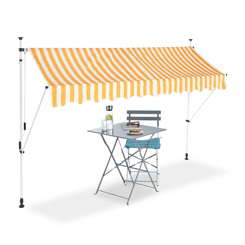 relaxdays-klemmmarkise-balkon-300-cm-fallarm-ohne-bohren-gestreift image 1