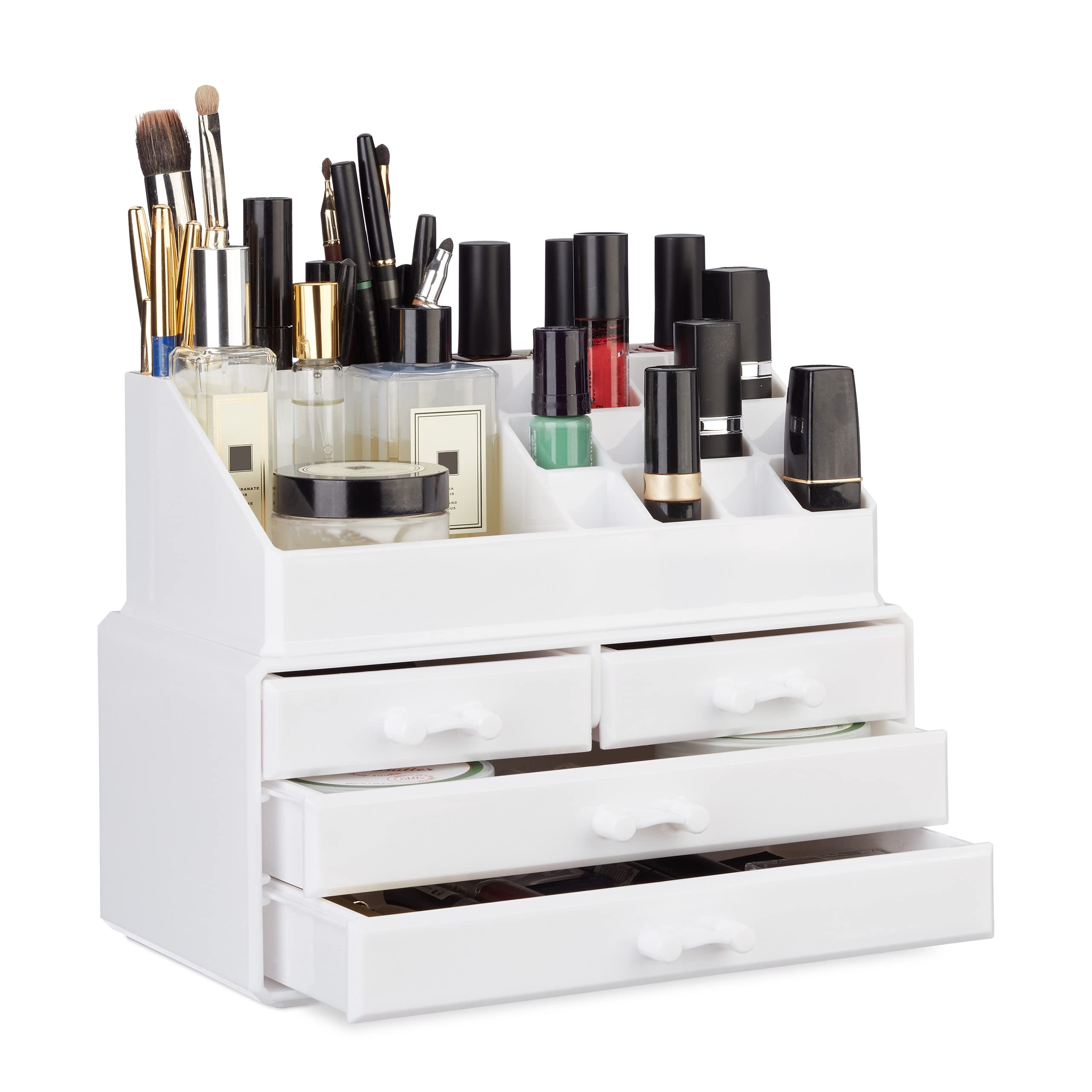 relaxdays-make-up-organizer-klein-wei-kosmetikregal-mit-4-schubladen image 1
