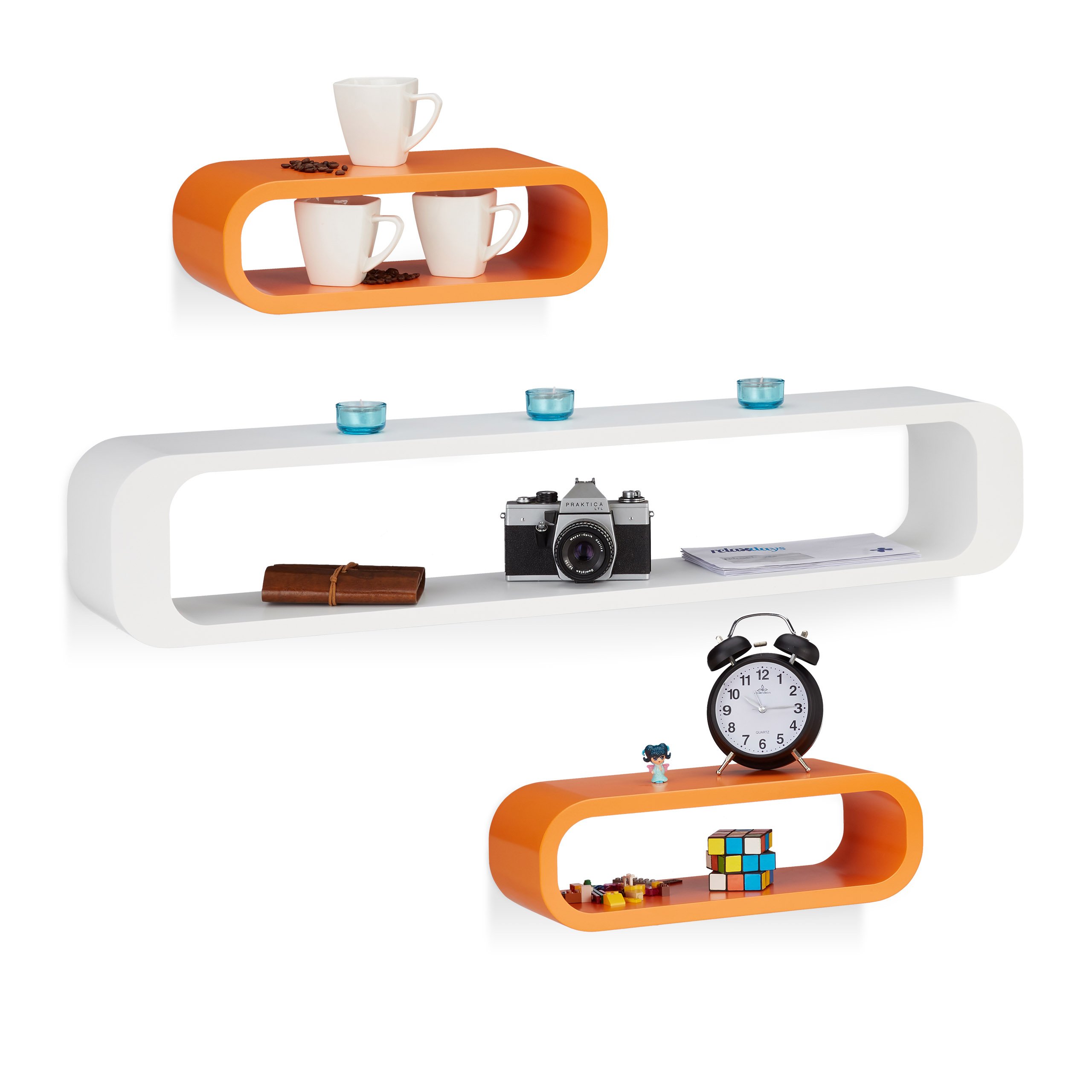 relaxdays-wandregal-lang-3er-set-wei-orange-schweberegal-mdf image 1