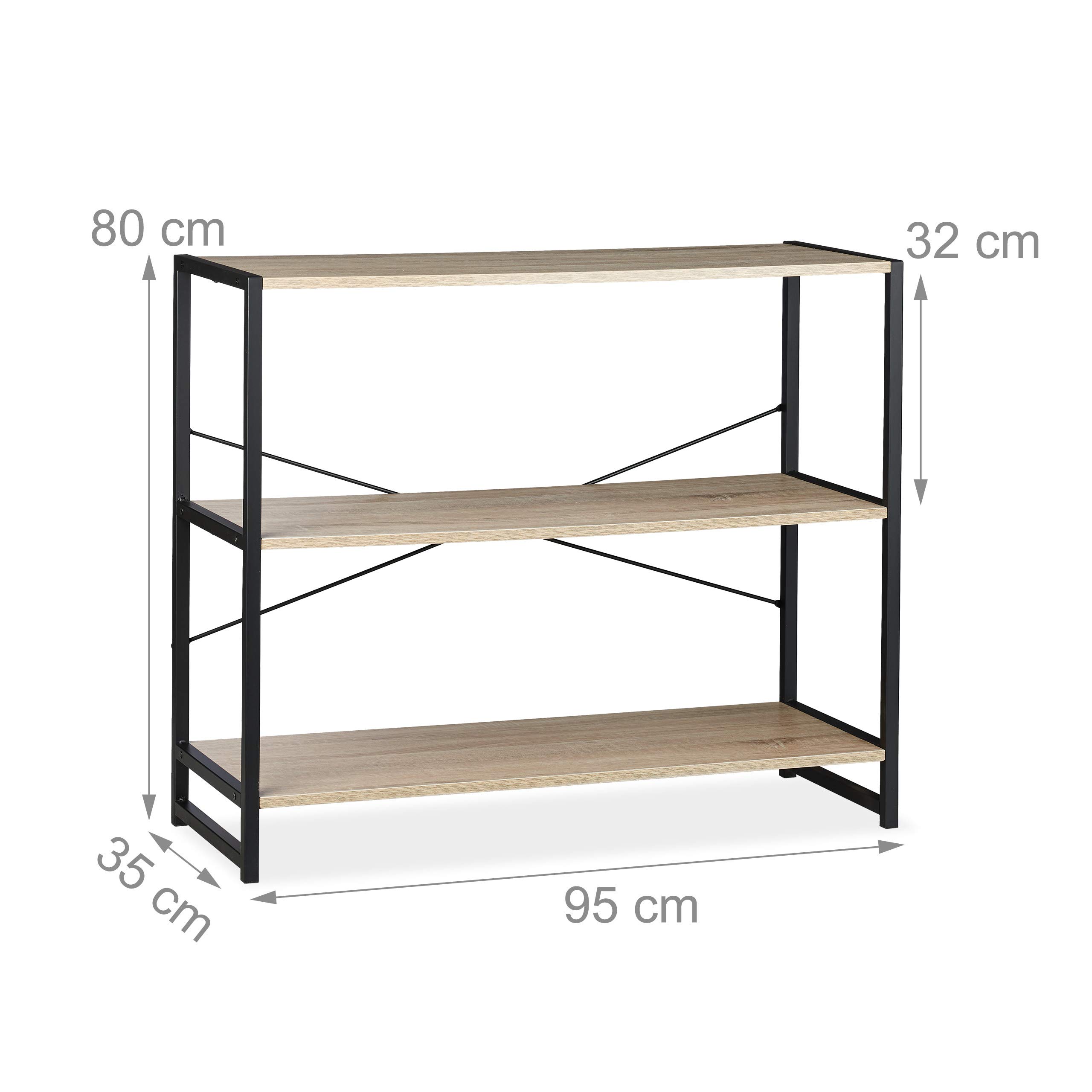 relaxdays-standregal-industrie-design-mit-3-f-chern-braun-schwarz image 3