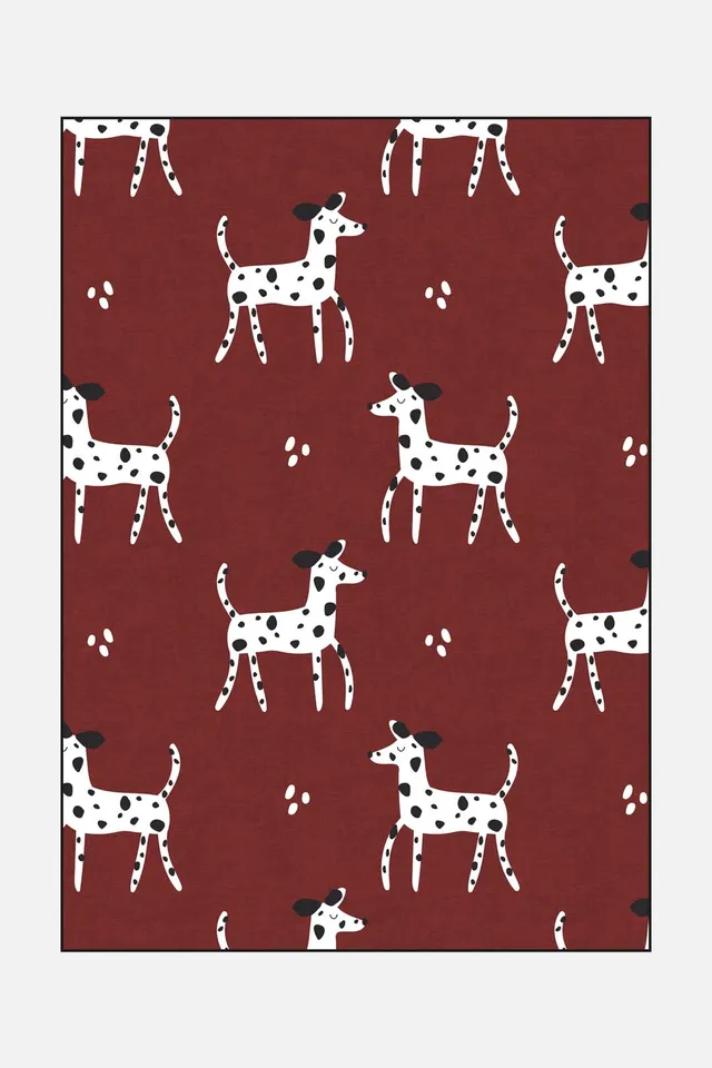 teppana-dalmatiner-rot-teppich-waschbar-kinder-rot-schwarz image 1