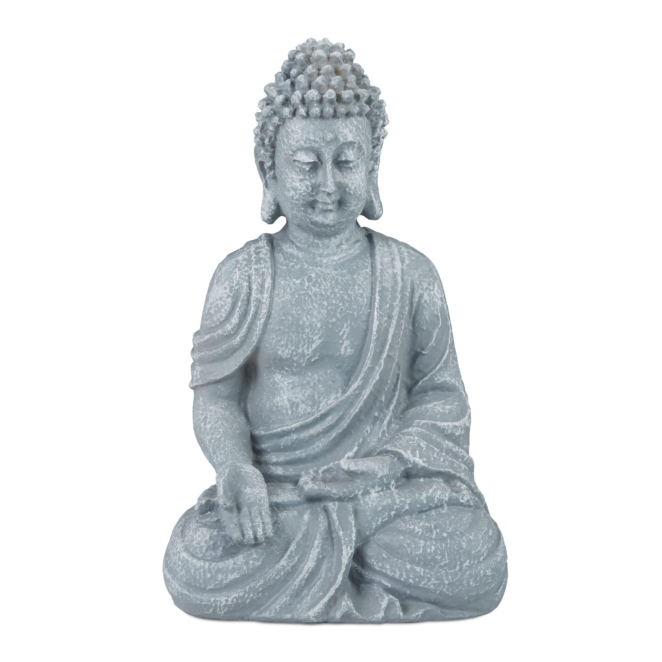relaxdays-buddha-figur-sitzend-30-cm-polyresin-hellgrau image 1