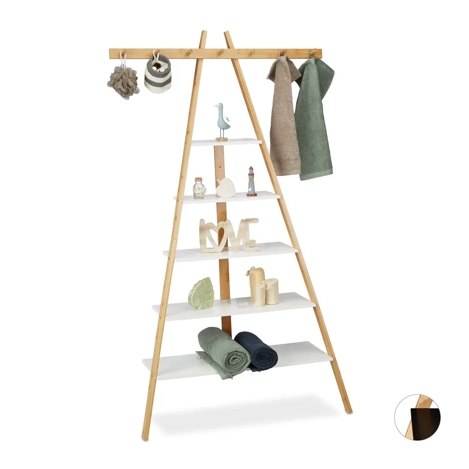 relaxdays-leiterregal-5-b-den-bambus-wei-160-x-90-x-38-cm image 1