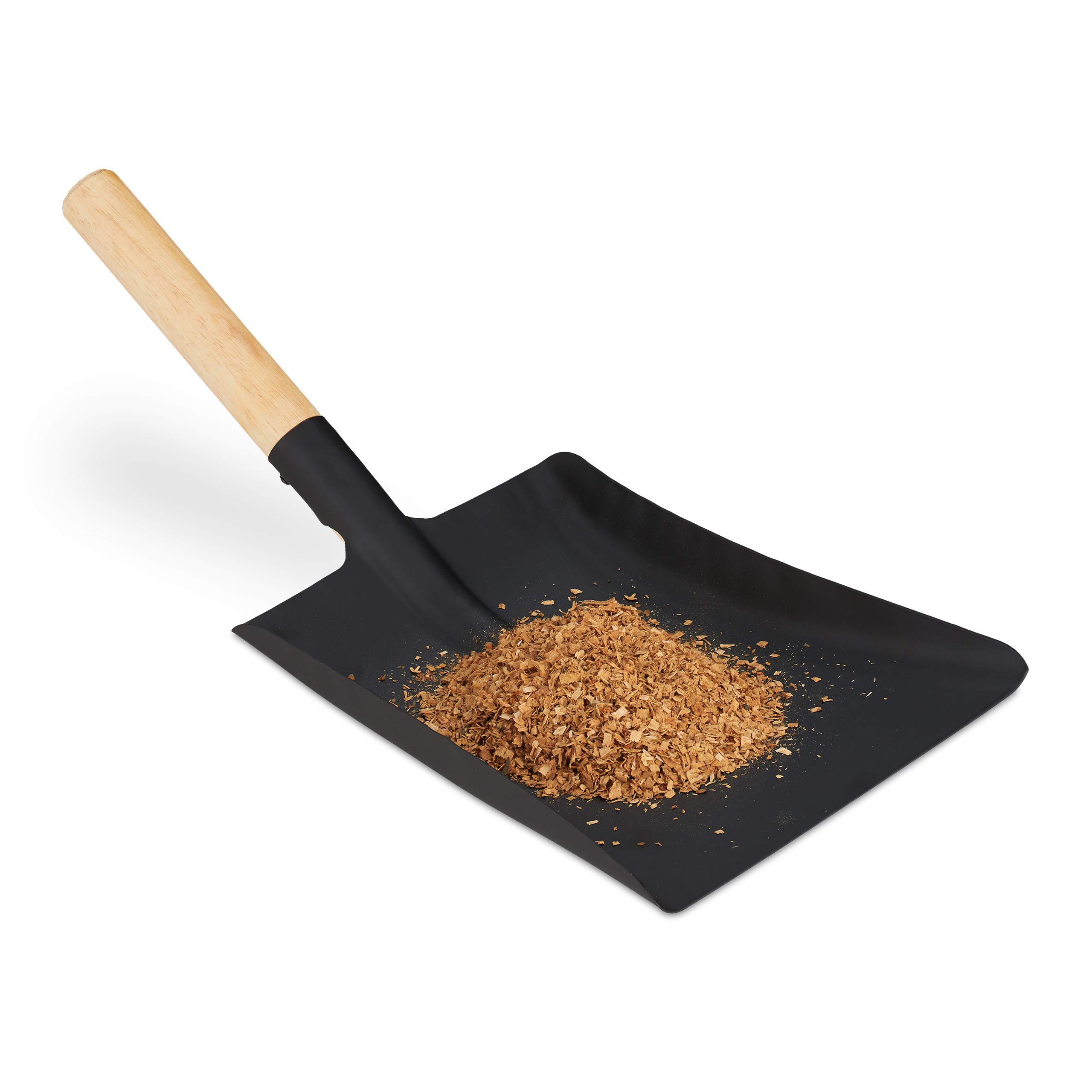 relaxdays-kehrschaufel-stahl-mit-holzgriff-46-cm-schwarz-l image 1