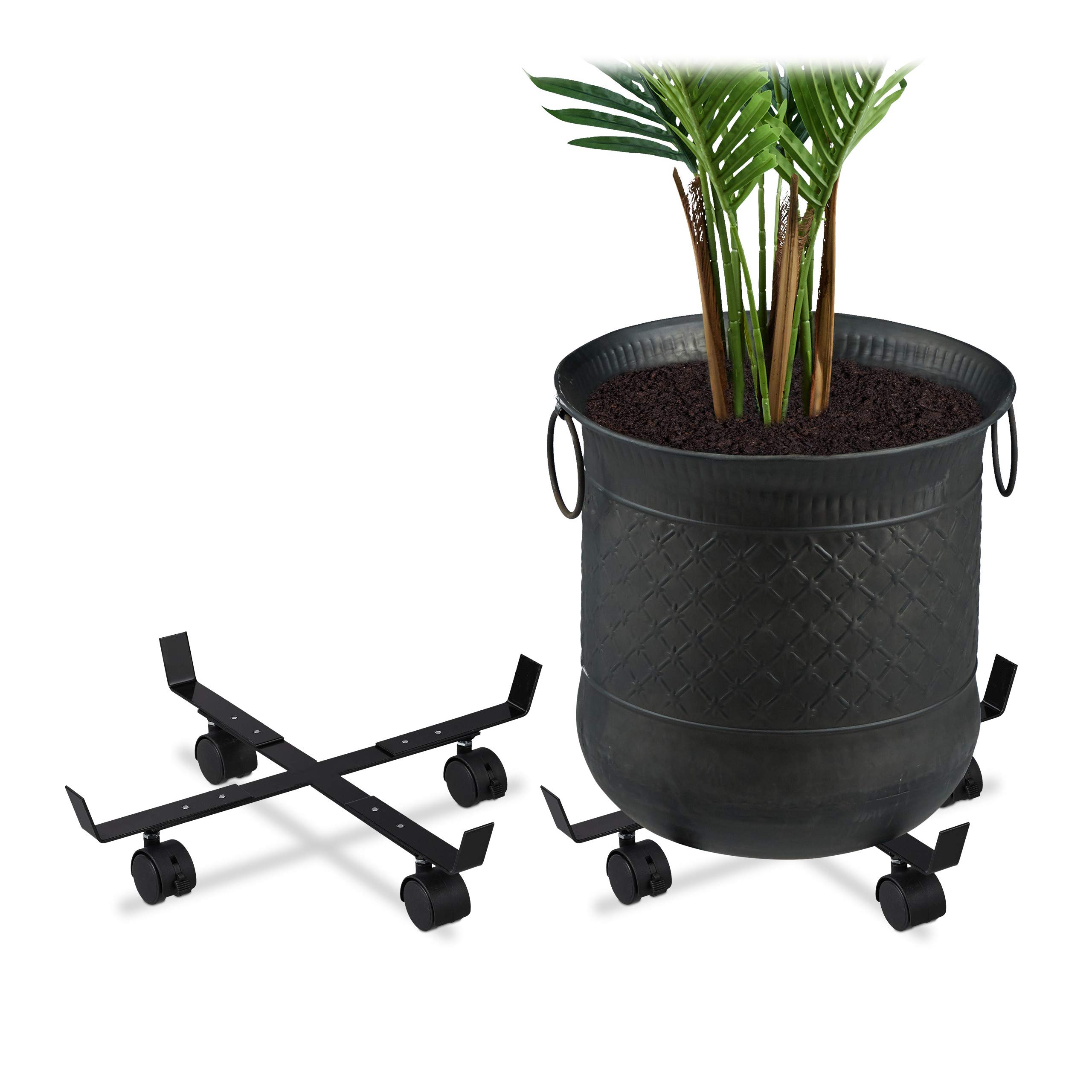 relaxdays-pflanzenroller-ausziehbar-2er-set-metall-schwarz-bis-43-cm image 1