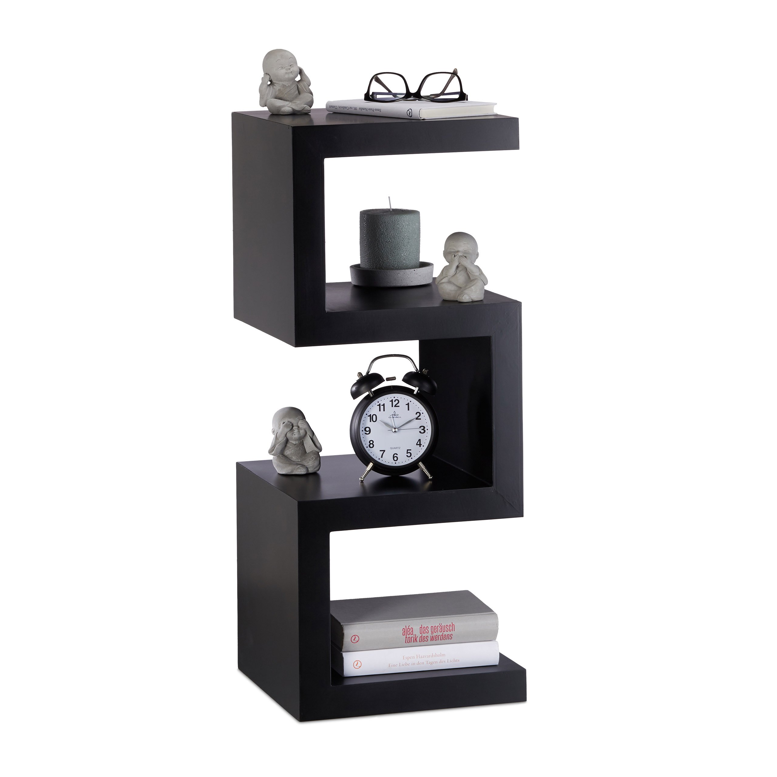 relaxdays-retro-standregal-zickzack-75x30x30-cm-schwarz image 1