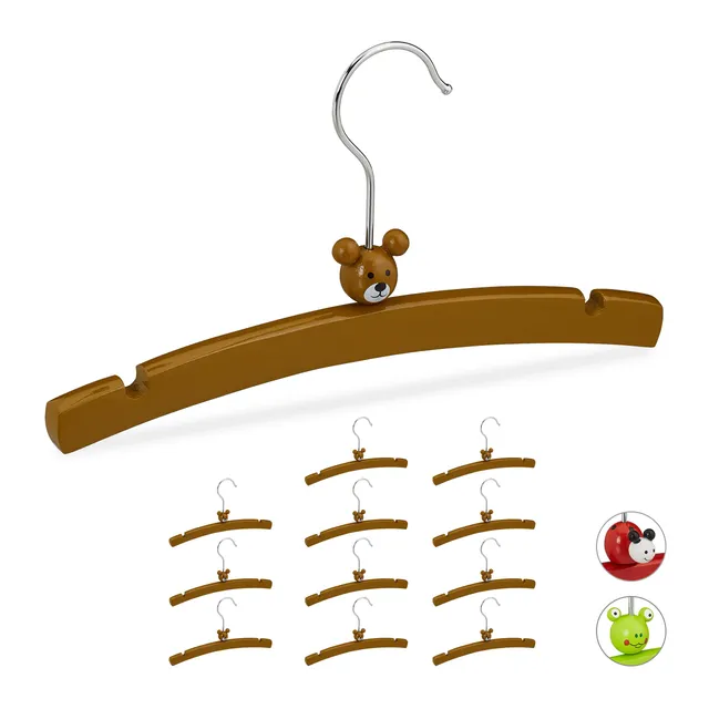 relaxdays-kleiderb-gel-kinder-b-r-12er-set-holz-braun image 1