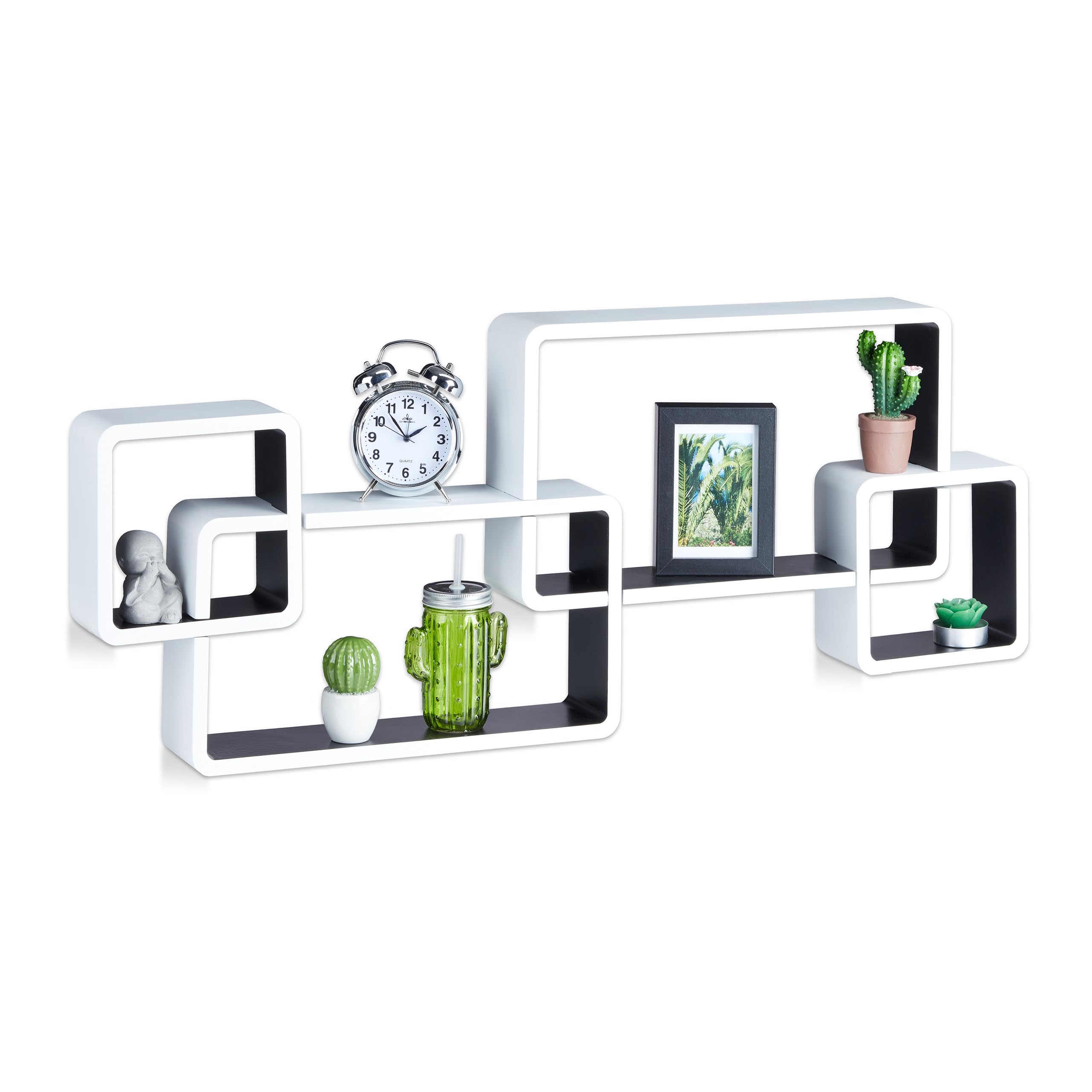 relaxdays-wandregal-cube-4-w-rfel-mdf-wei-schwarz image 1