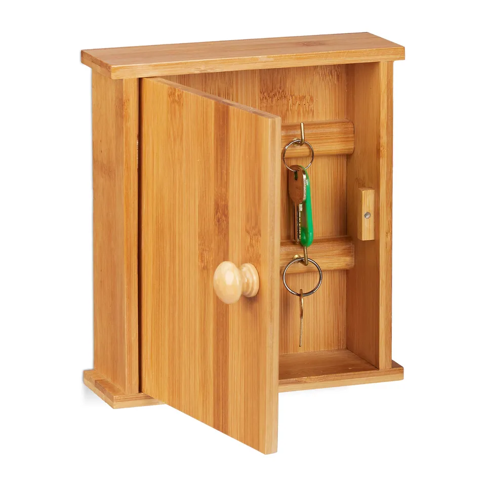 relaxdays-schl-sselkasten-bambus-holz-mit-6-haken-und-magnetverschluss-20-5x18x6 image 1