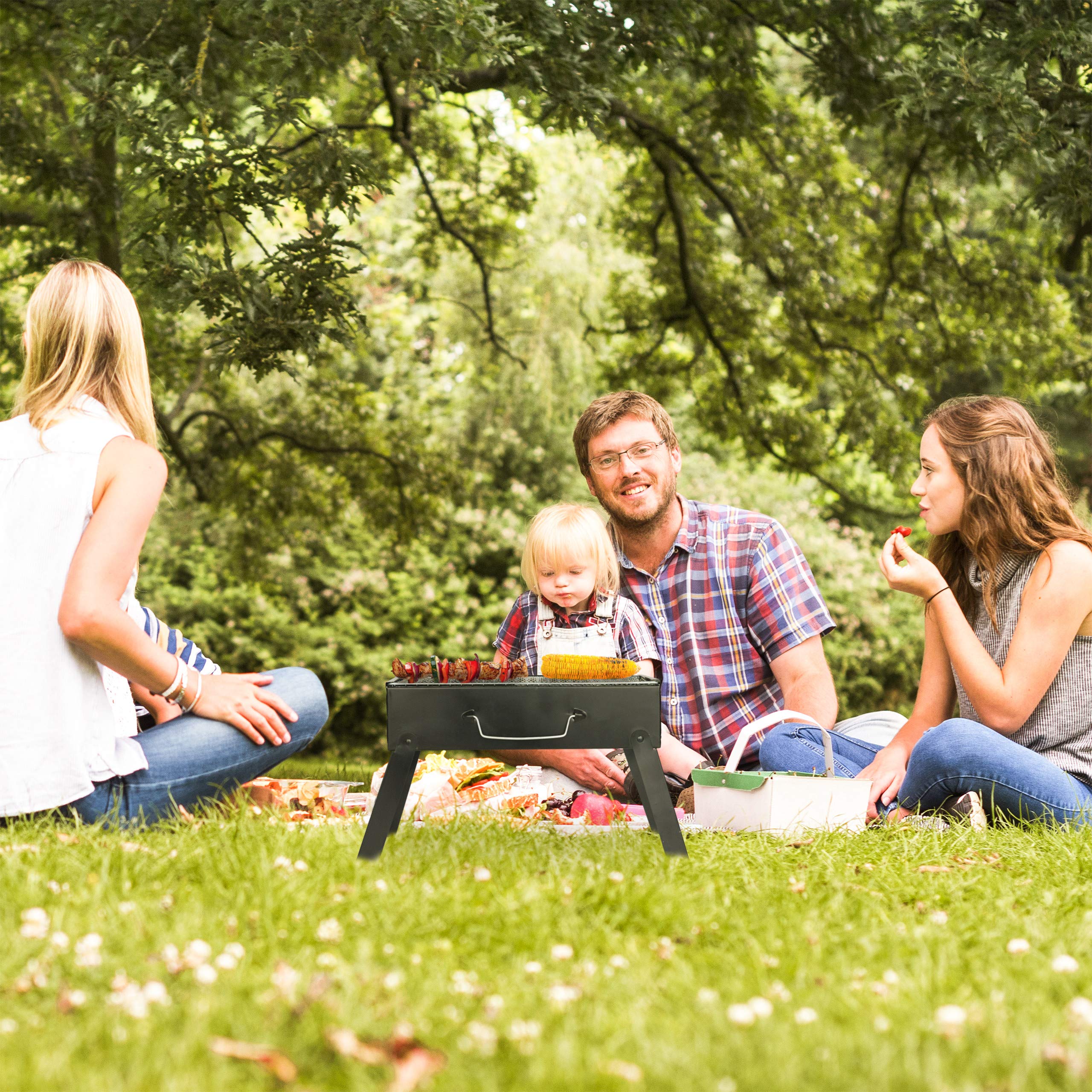 relaxdays-koffergrill-camping-klappgrill-4-personen-schwarz image 2